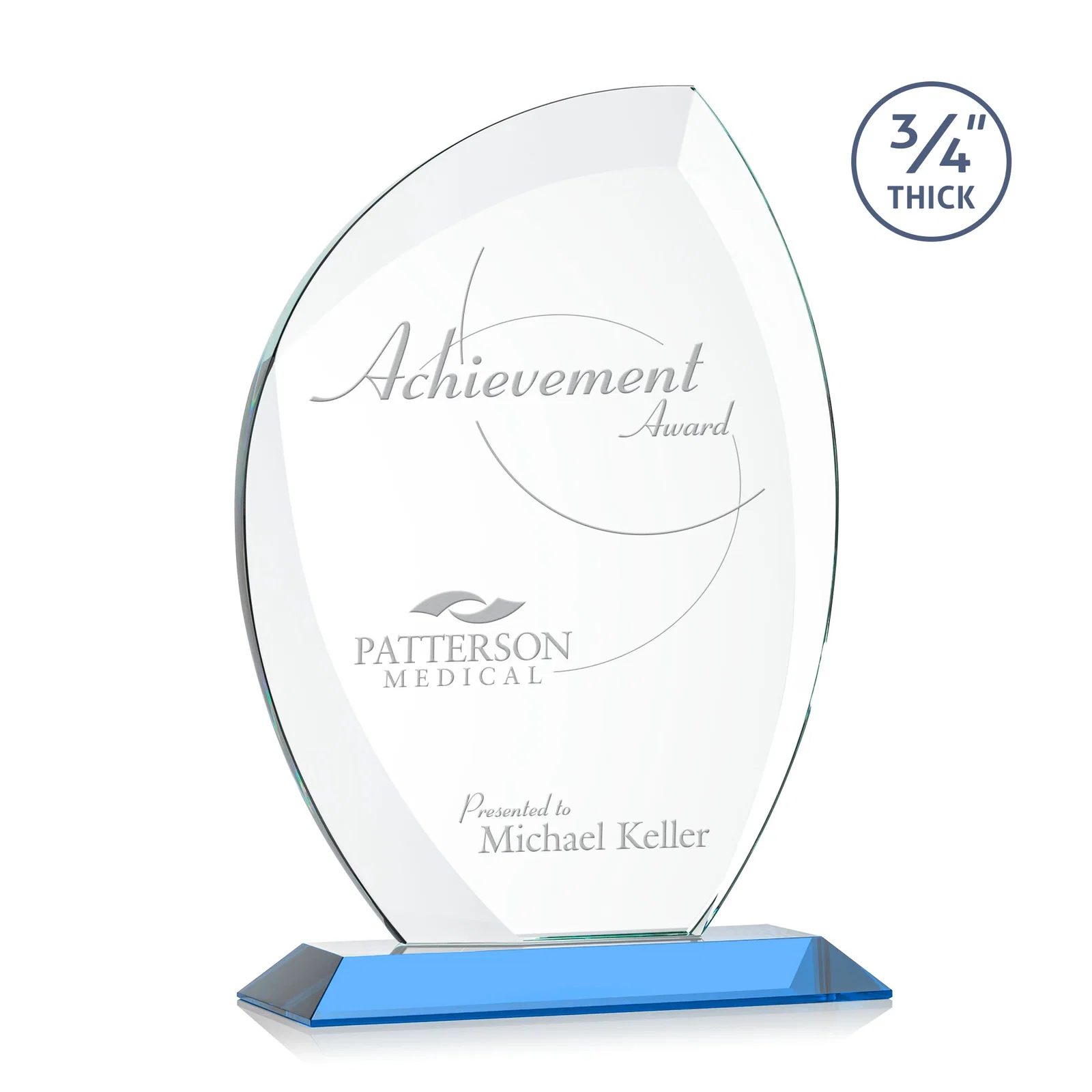 Promotional Starfire Crystal Arch Award on Rosewood and Bamboo Base for safety achievement programs
