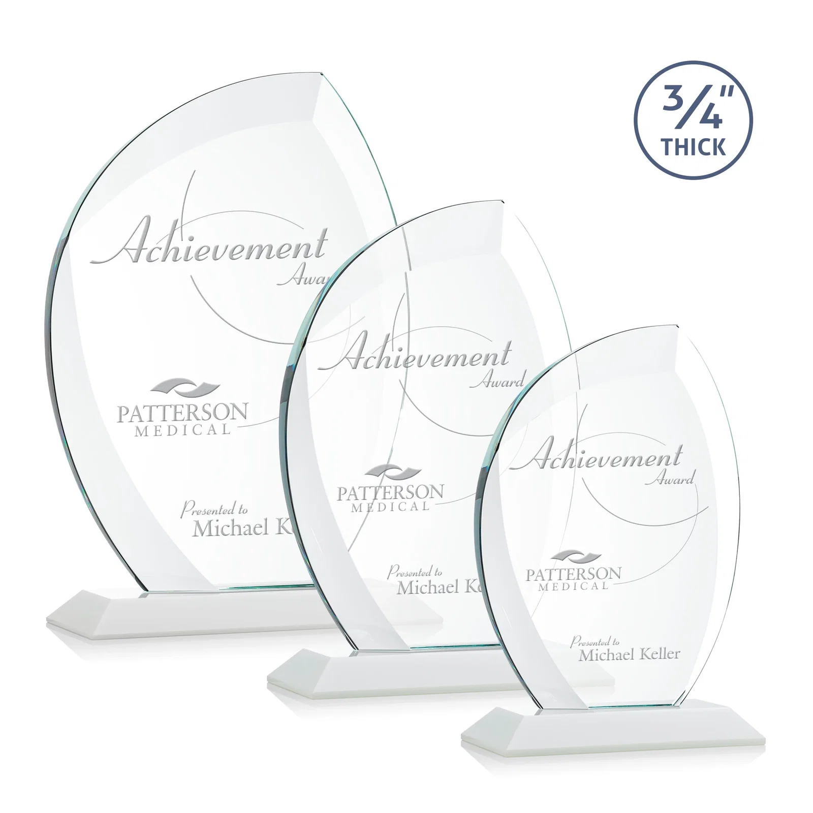 Promotional Starfire Crystal Arch Award on Rosewood and Bamboo Base for volunteer appreciation