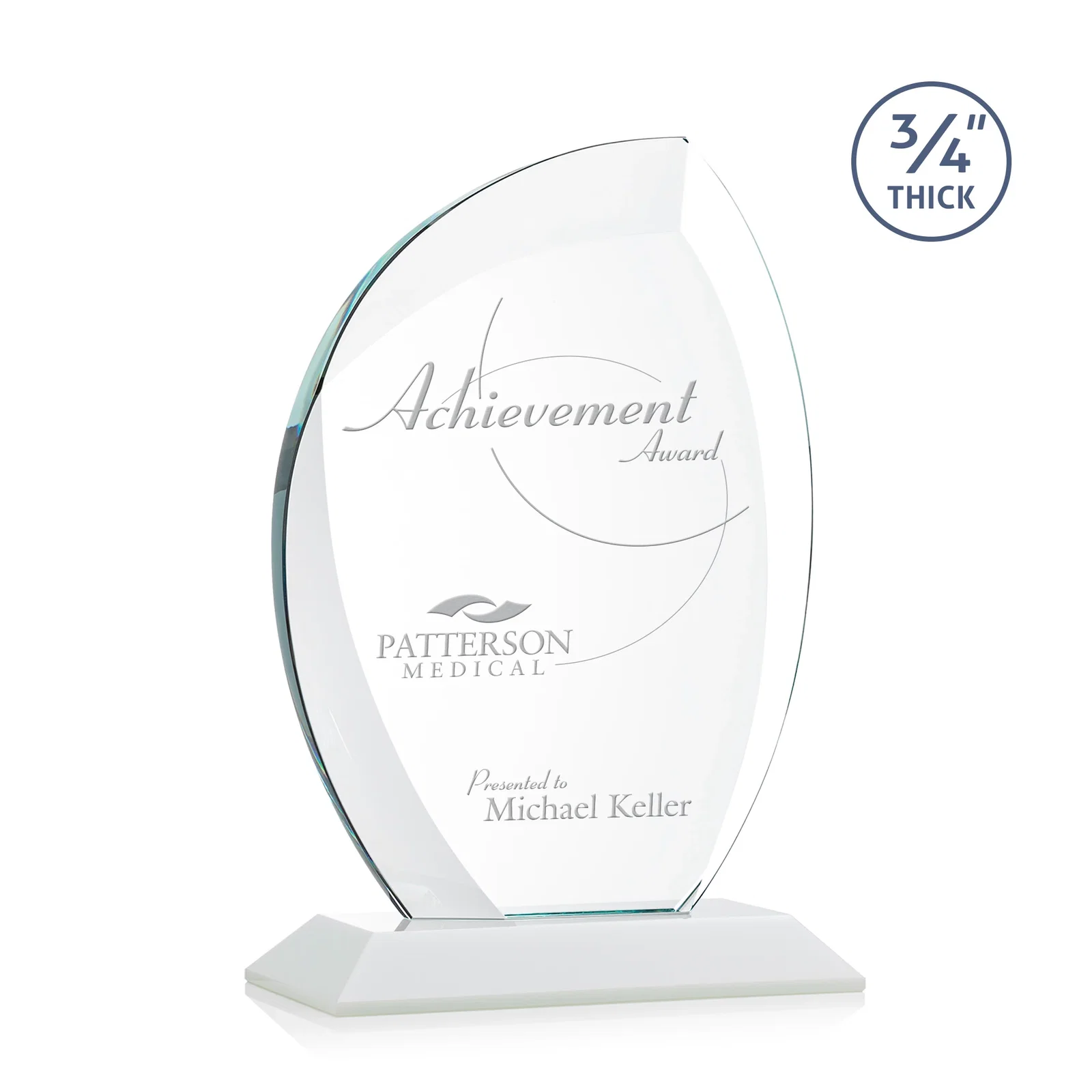 Promotional Starfire Crystal Arch Award on Rosewood and Bamboo Base for dealer and partner awards