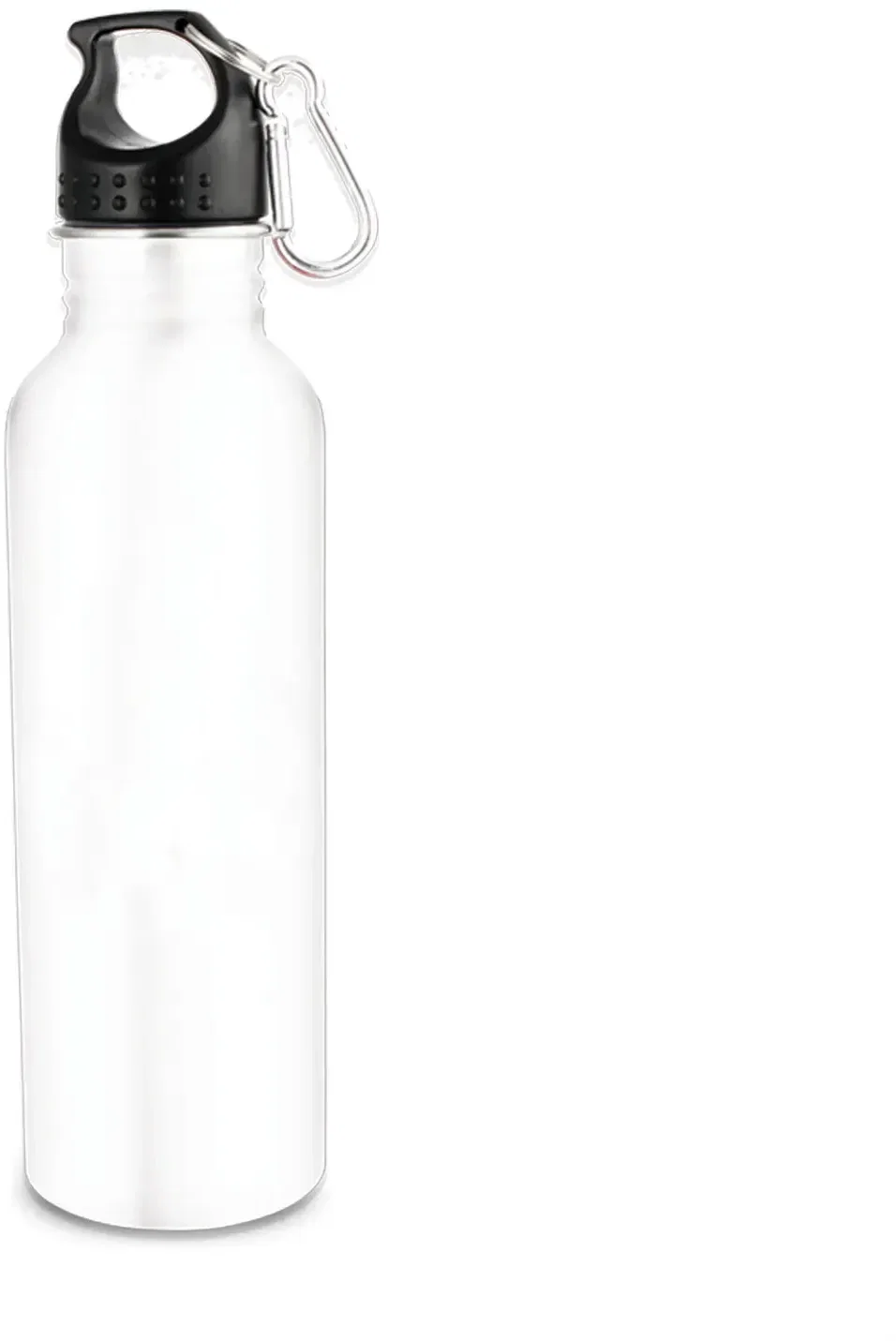 Custom 25oz Wide Mouth Stainless Steel Carabiner Water Bottle, in white for volunteer appreciation