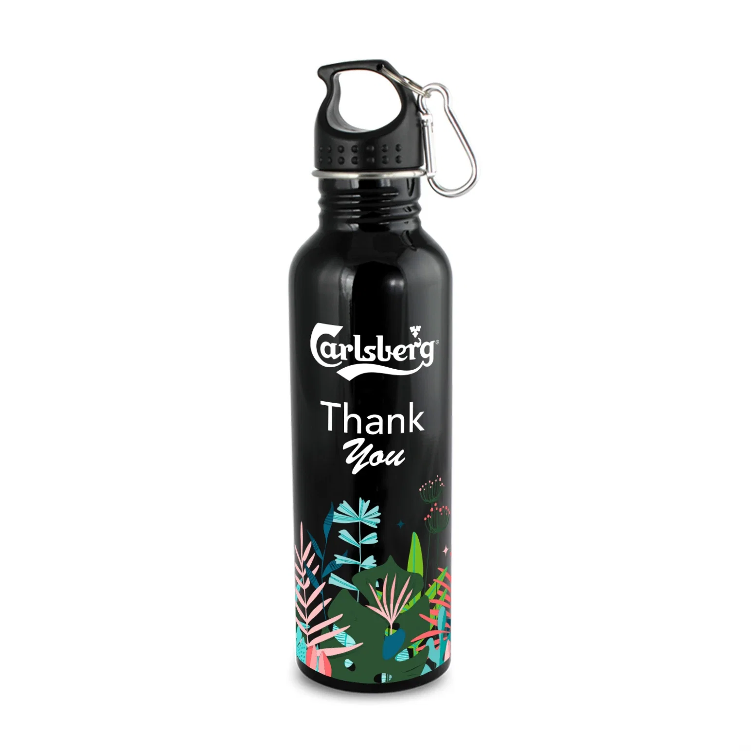 Custom 25oz Wide Mouth Stainless Steel Carabiner Water Bottle for dealer and partner awards