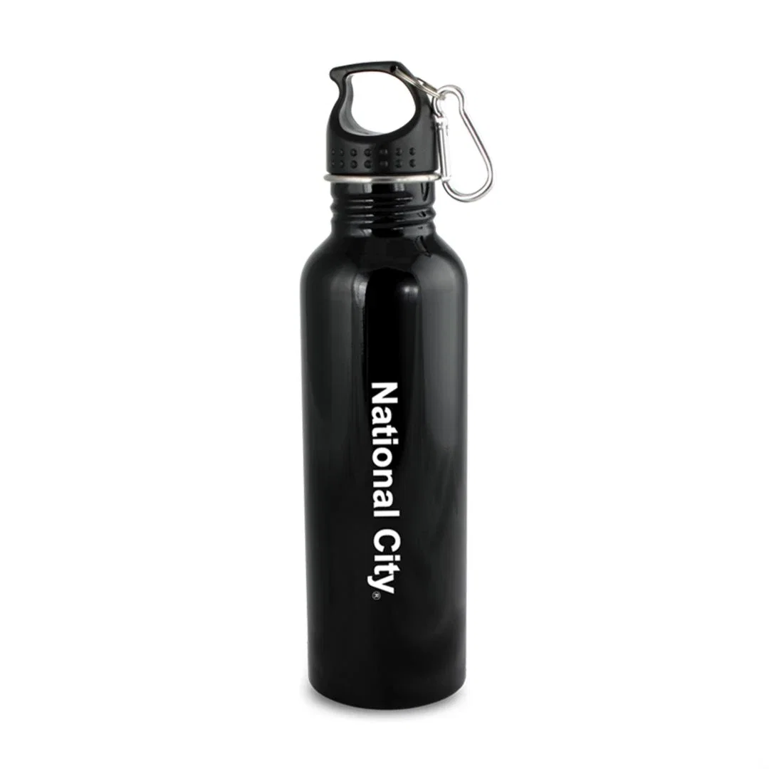 Custom 25oz Wide Mouth Stainless Steel Carabiner Water Bottle for company anniversary events