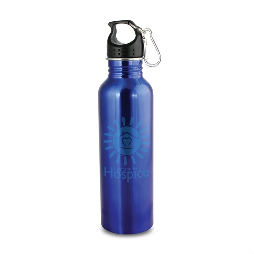Personalized 25oz Wide Mouth Stainless Steel Carabiner Water Bottle for employee recognition