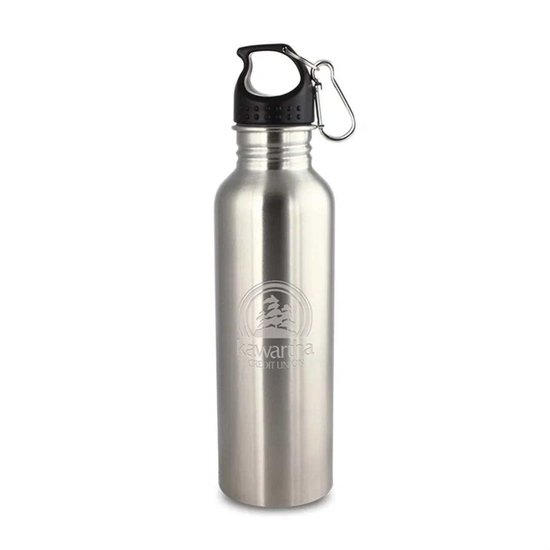 Personalized 25oz Wide Mouth Stainless Steel Carabiner Water Bottle for service anniversary gifts