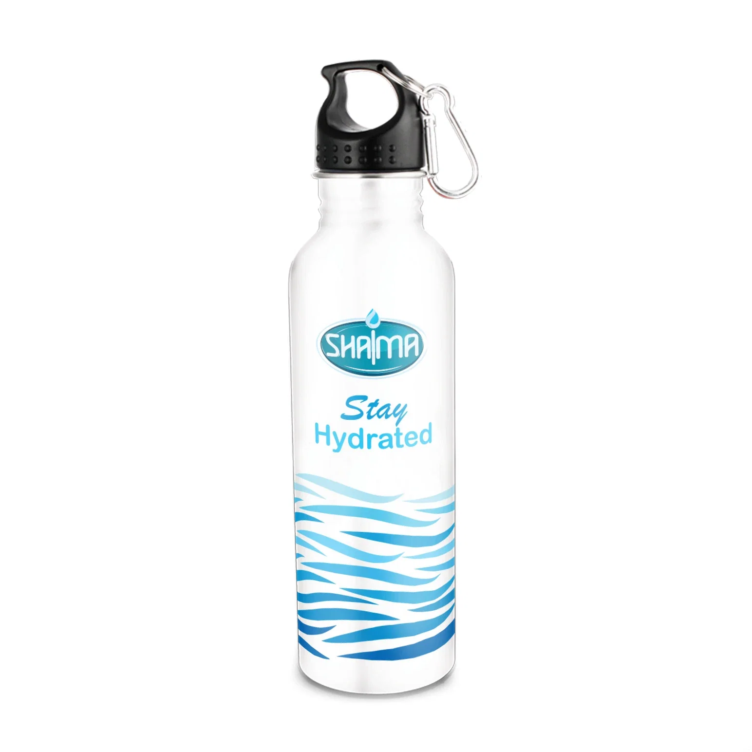 Personalized 25oz Wide Mouth Stainless Steel Carabiner Water Bottle for retirement presentations