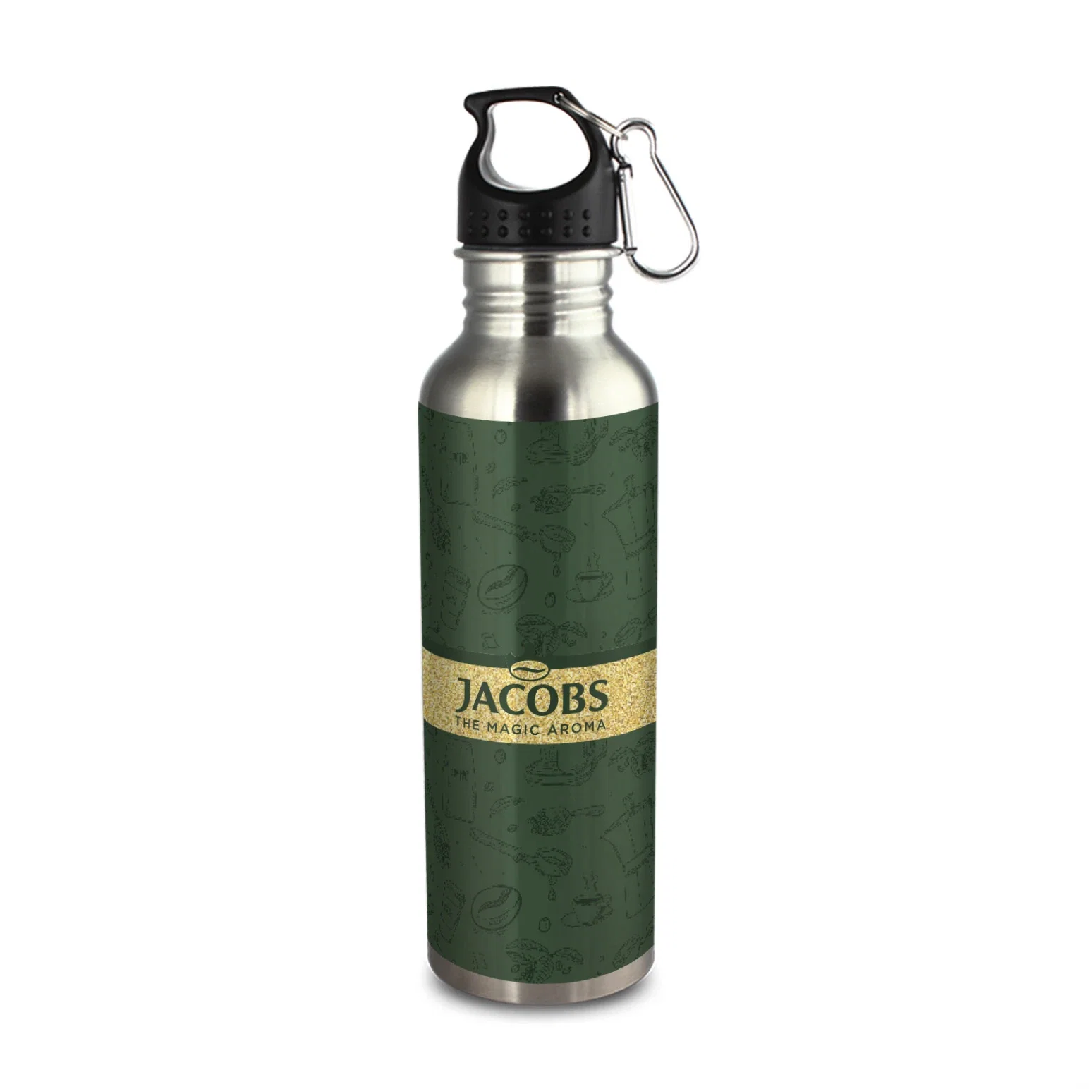 Personalized 25oz Wide Mouth Stainless Steel Carabiner Water Bottle for team milestone celebrations