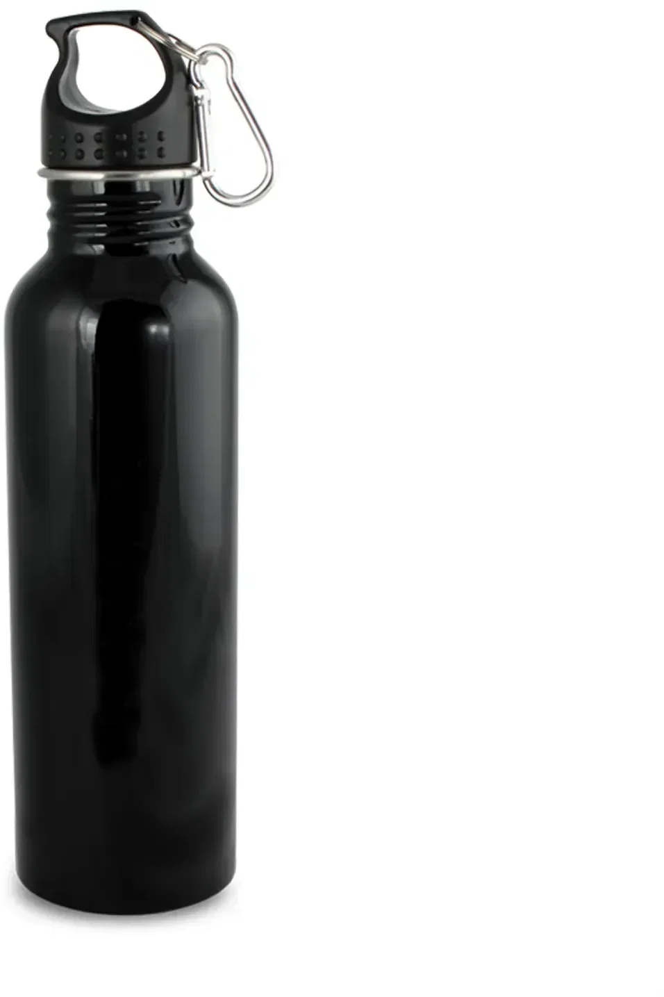 Custom 25oz Wide Mouth Stainless Steel Carabiner Water Bottle, in black for team milestone celebrations