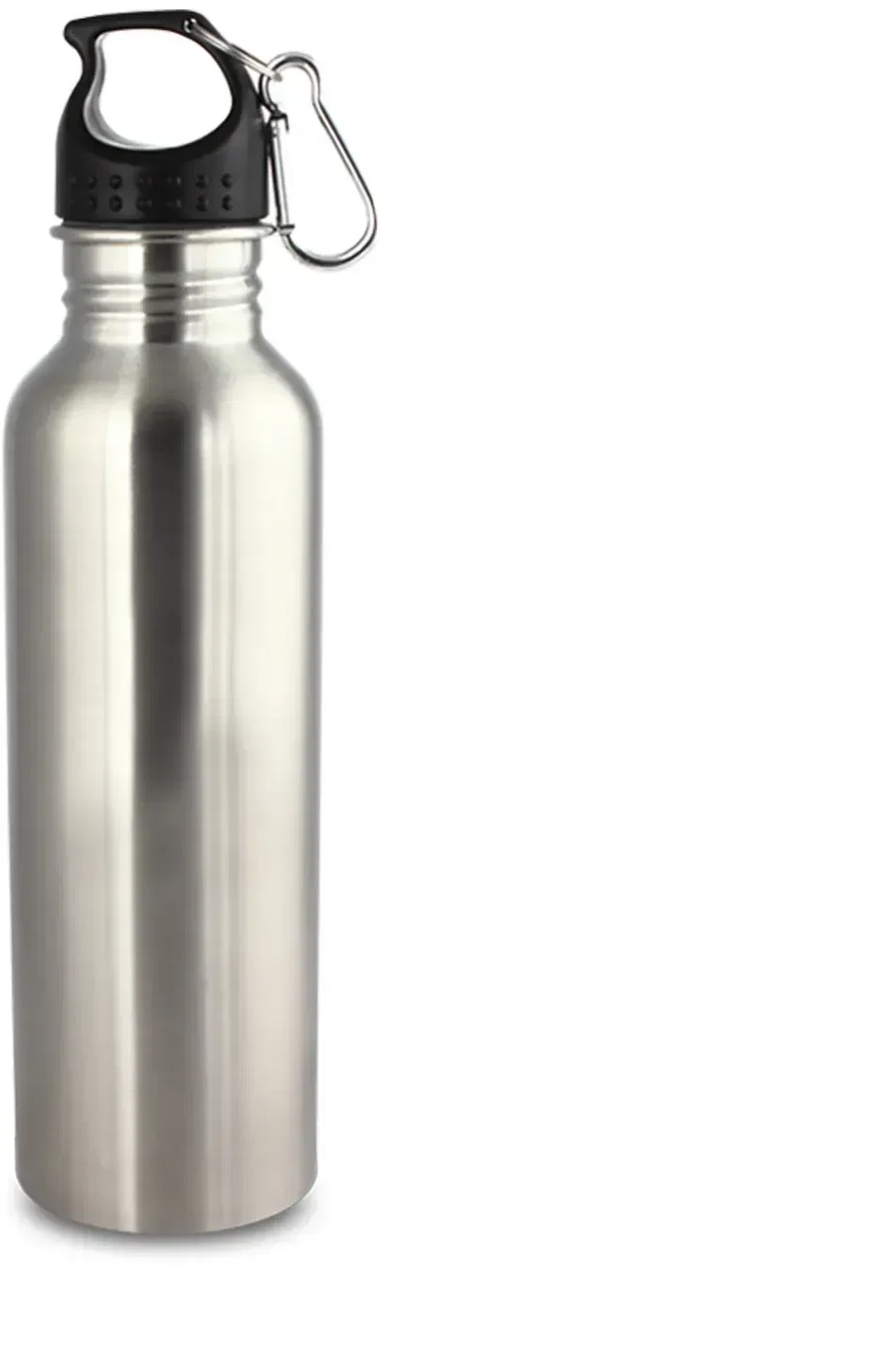 Custom 25oz Wide Mouth Stainless Steel Carabiner Water Bottle, in silver for safety achievement programs