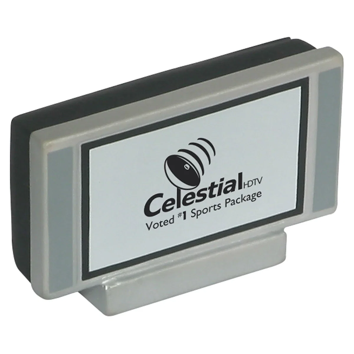 Widescreen television shaped stress reliever, about 3.25 inches wide
