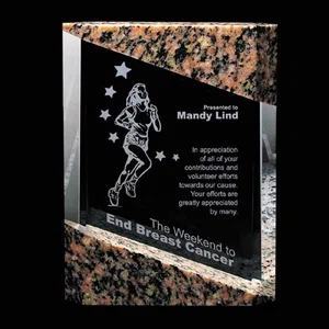 Optical Crystal and Granite Award With Separately Toned Halves