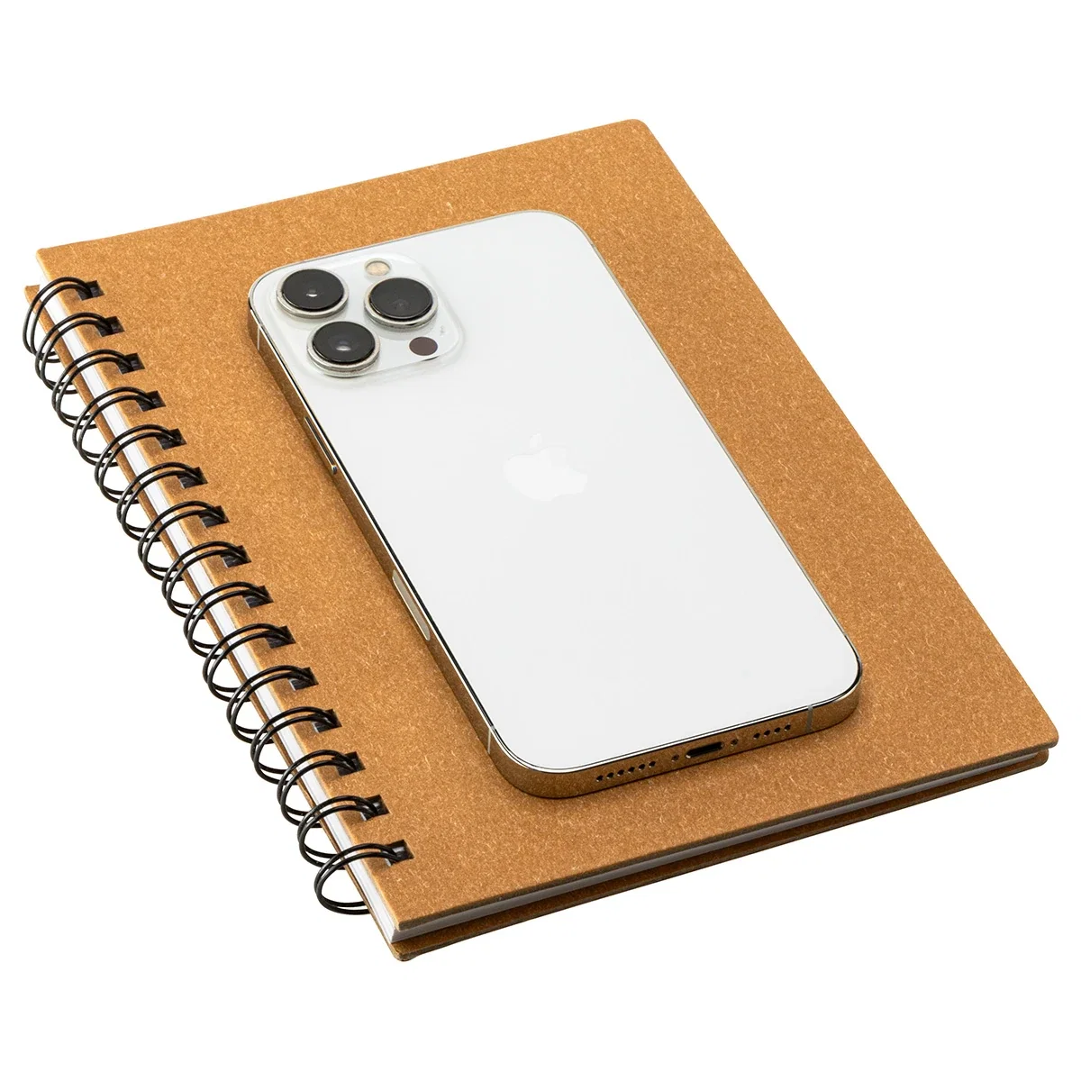 Promotional Wildwood spiral notebook, angled view with logo space