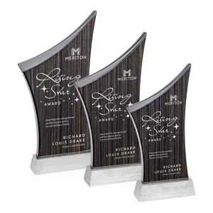 Asymmetric Arc Slatewood Peak Award on Aluminum Base
