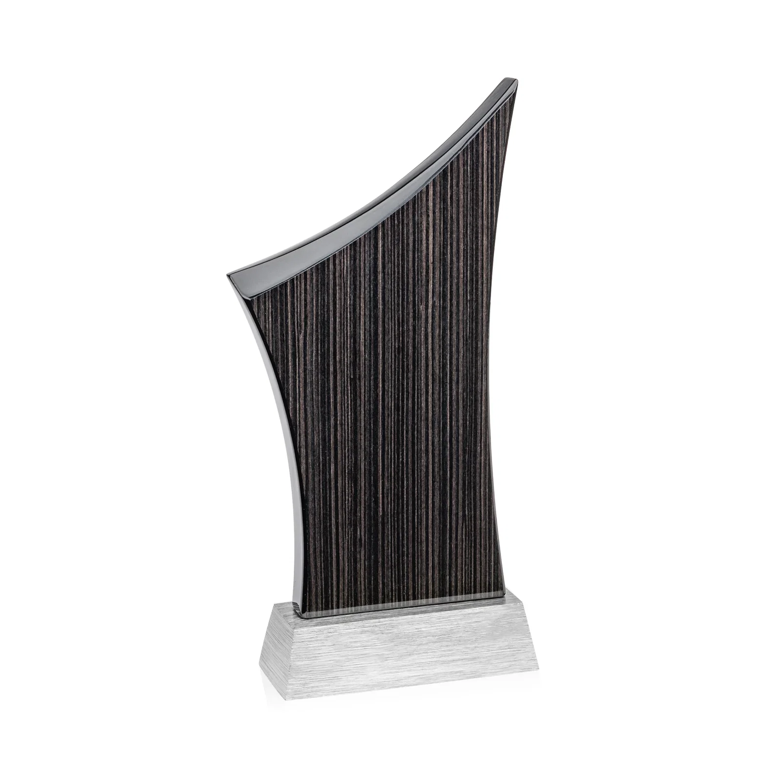 Personalized Asymmetric Arc Slatewood Peak Award on Aluminum Base for safety achievement programs