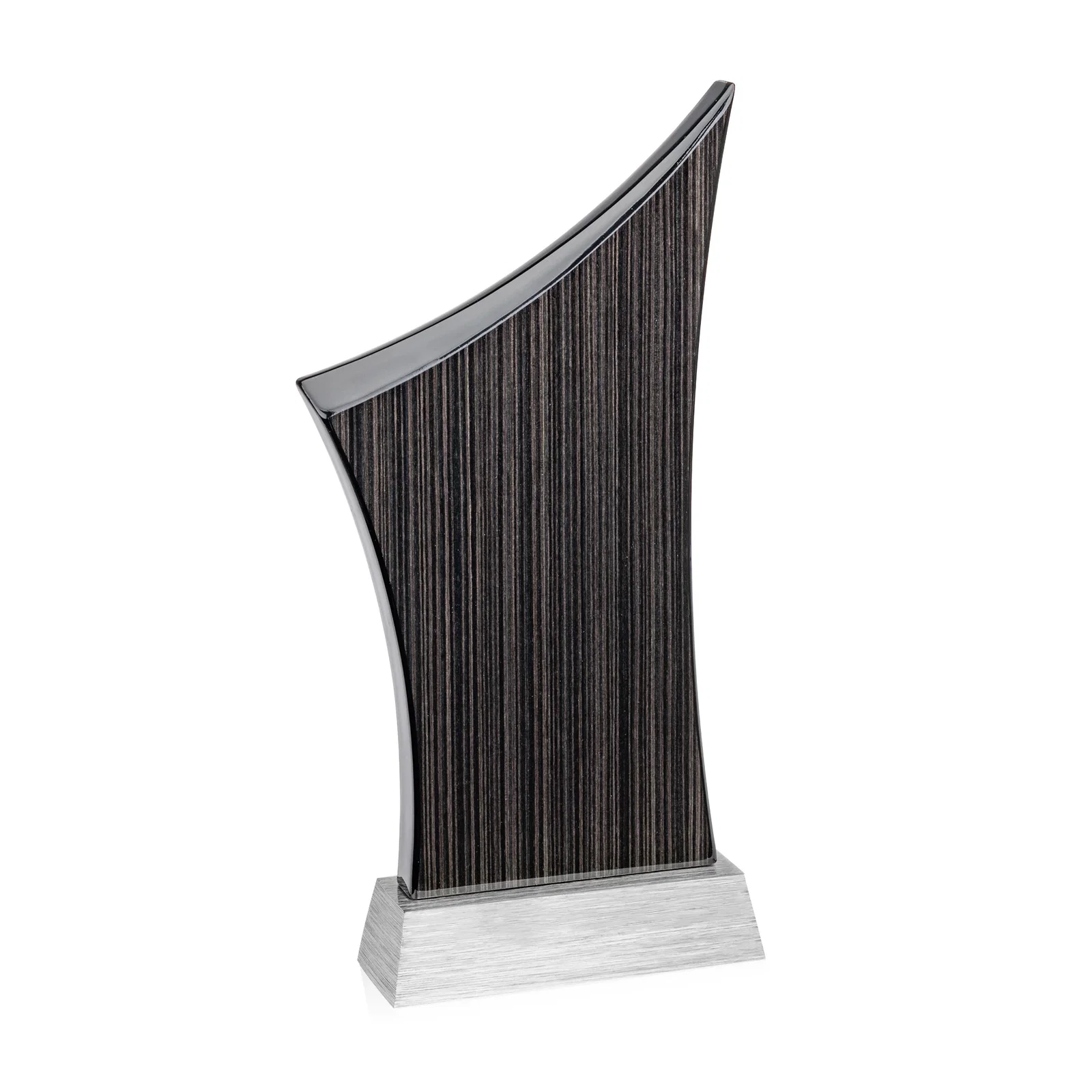 Personalized Asymmetric Arc Slatewood Peak Award on Aluminum Base for volunteer appreciation