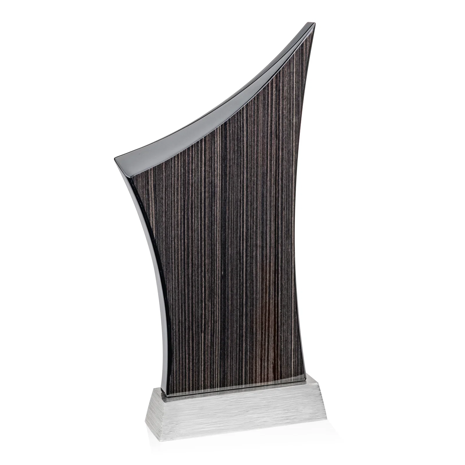 Personalized Asymmetric Arc Slatewood Peak Award on Aluminum Base for dealer and partner awards