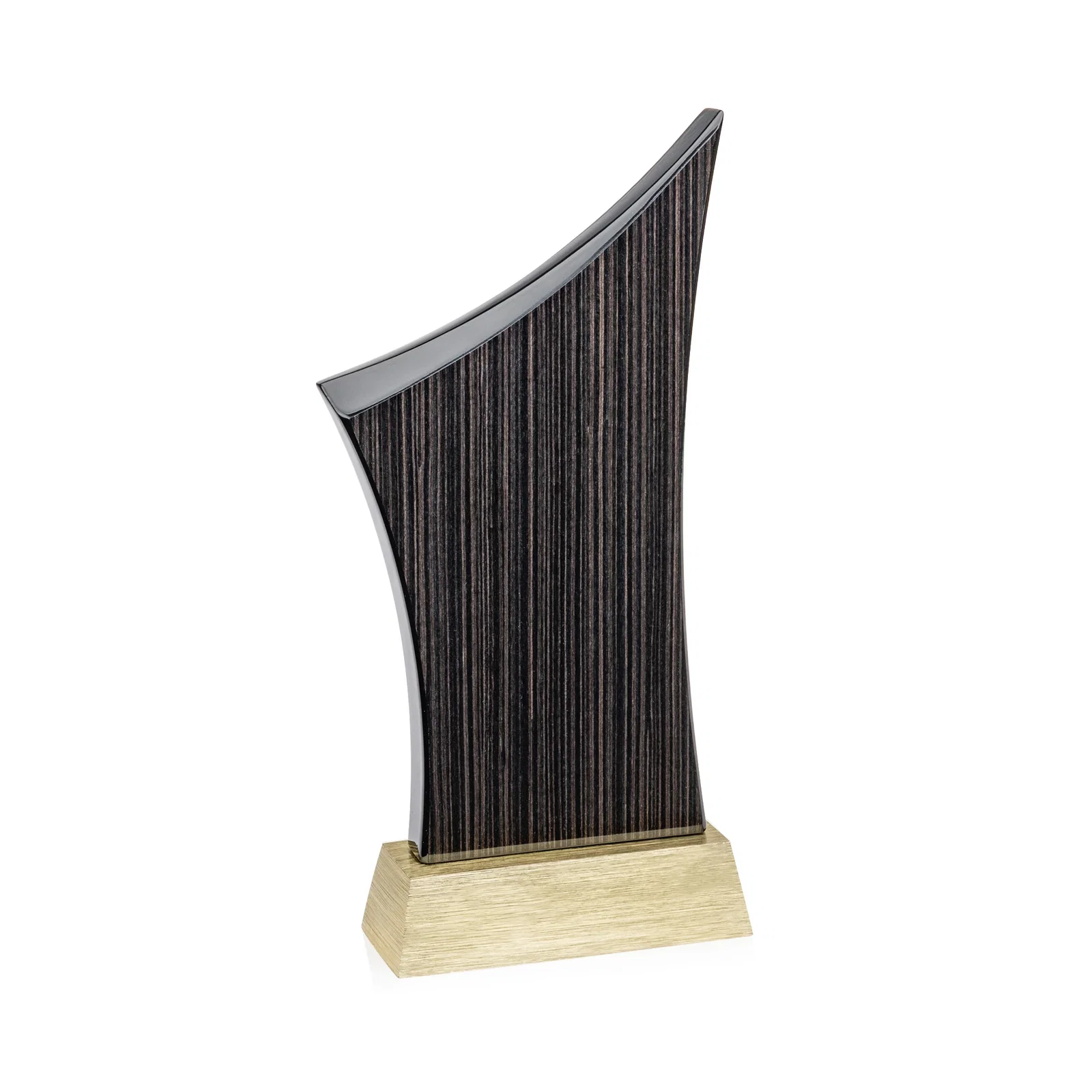 Personalized Asymmetric Arc Slatewood Peak Award on Aluminum Base for company anniversary events
