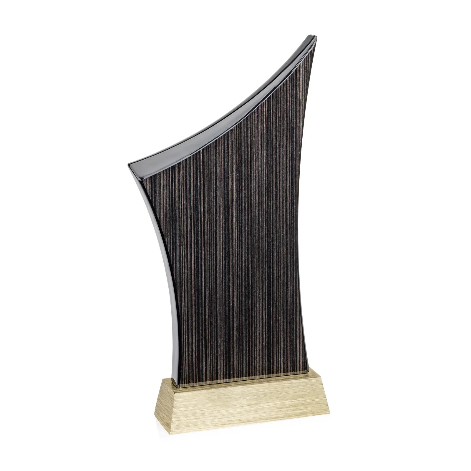 Promotional Asymmetric Arc Slatewood Peak Award on Aluminum Base for employee recognition