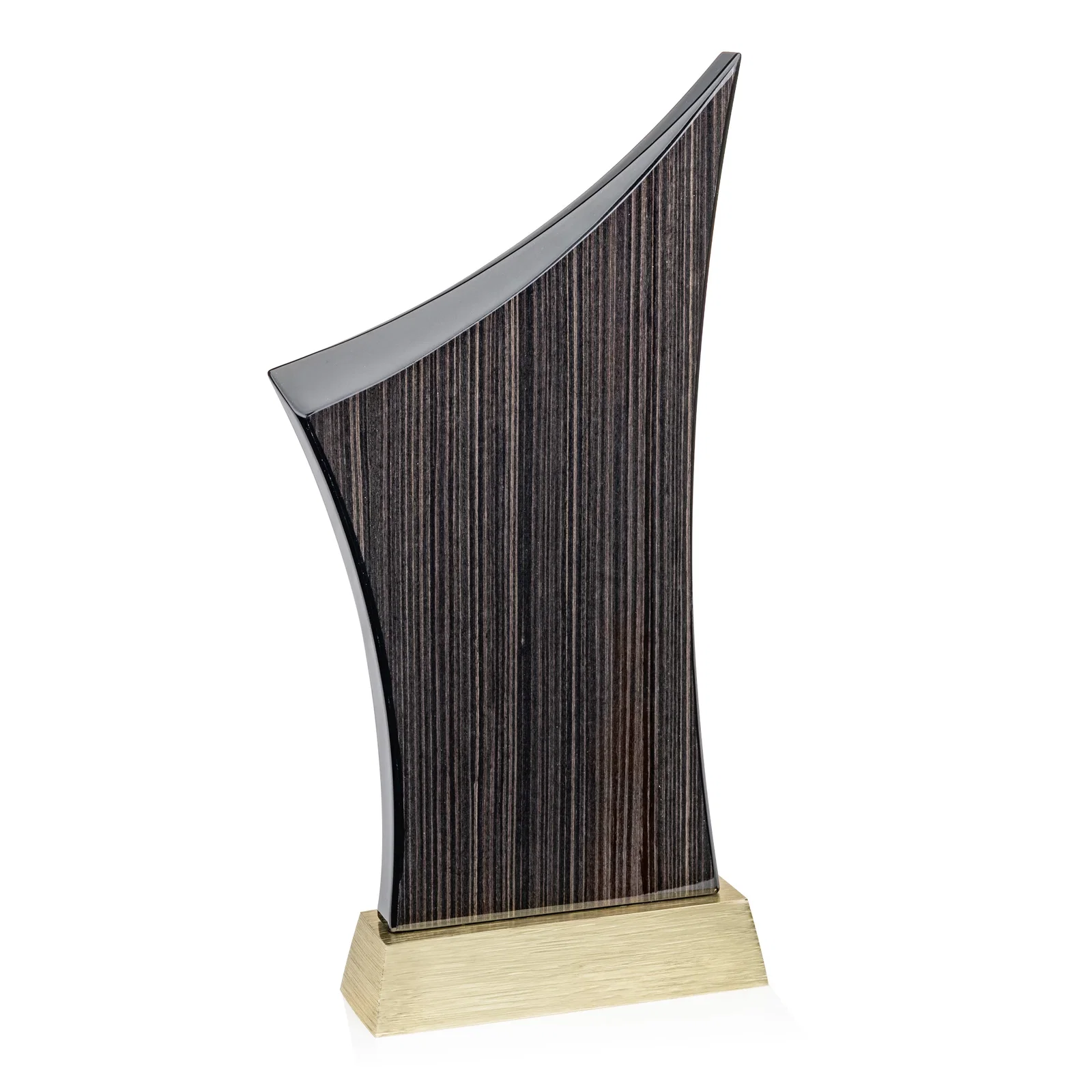 Promotional Asymmetric Arc Slatewood Peak Award on Aluminum Base for corporate award ceremonies