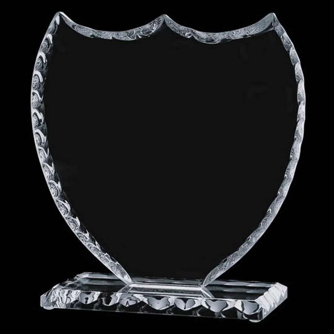 Custom Jade Glass Shield Award With A Hand-Chipped Faceted Rim for service anniversary gifts