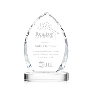 Faceted Diamond-Edge Optical Crystal Award on Oval Base