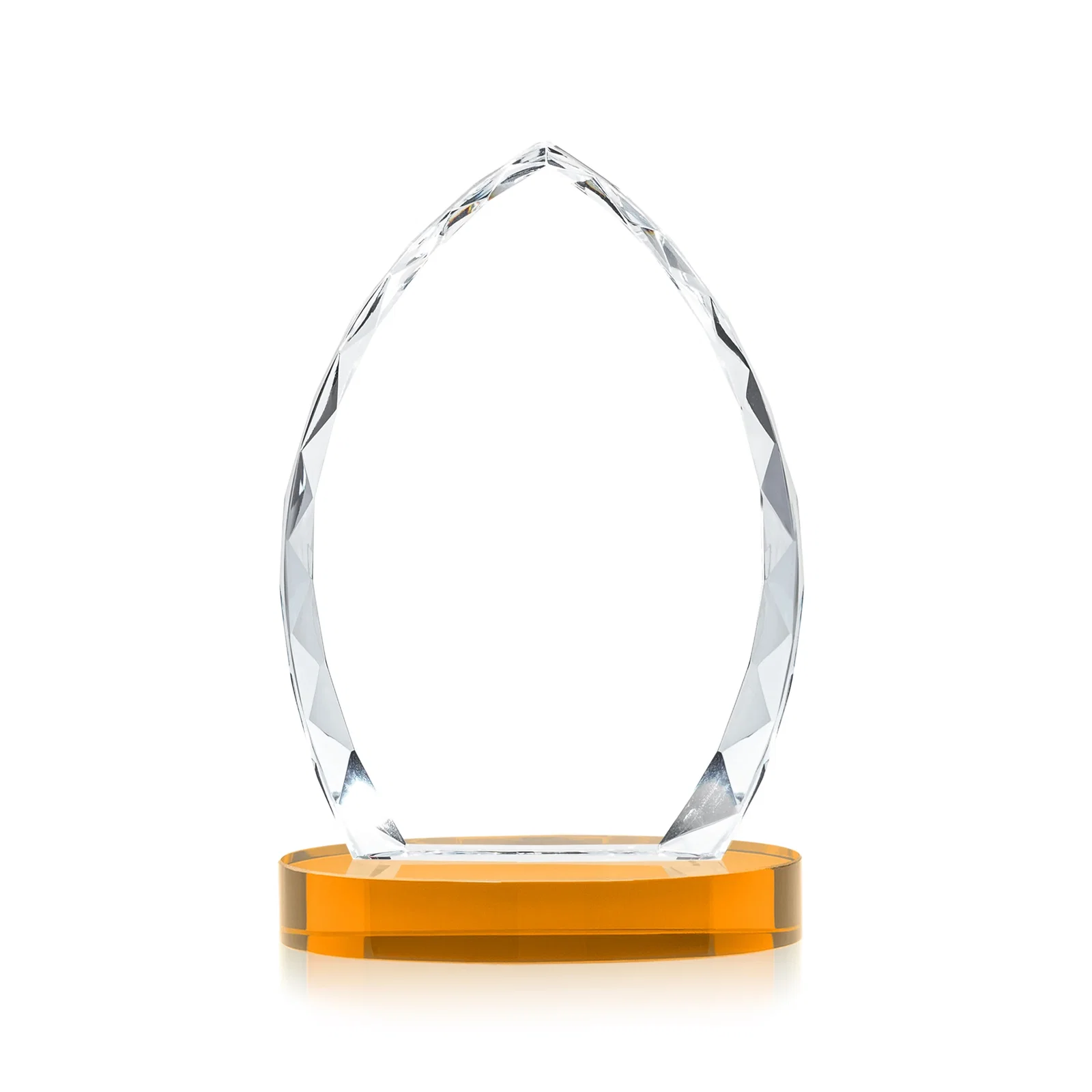 Custom engraved Faceted Diamond-Edge Optical Crystal Award on Oval Base for retirement presentations