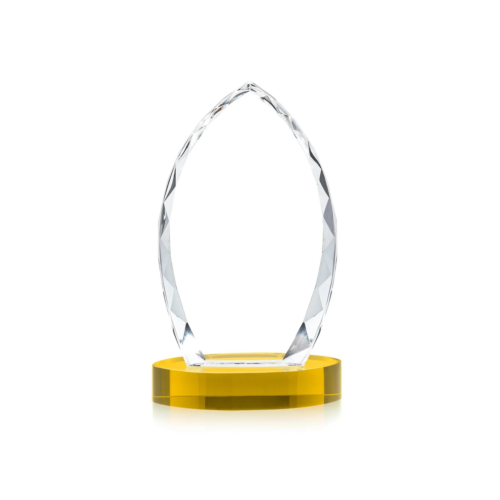 Custom engraved Faceted Diamond-Edge Optical Crystal Award on Oval Base for donor appreciation