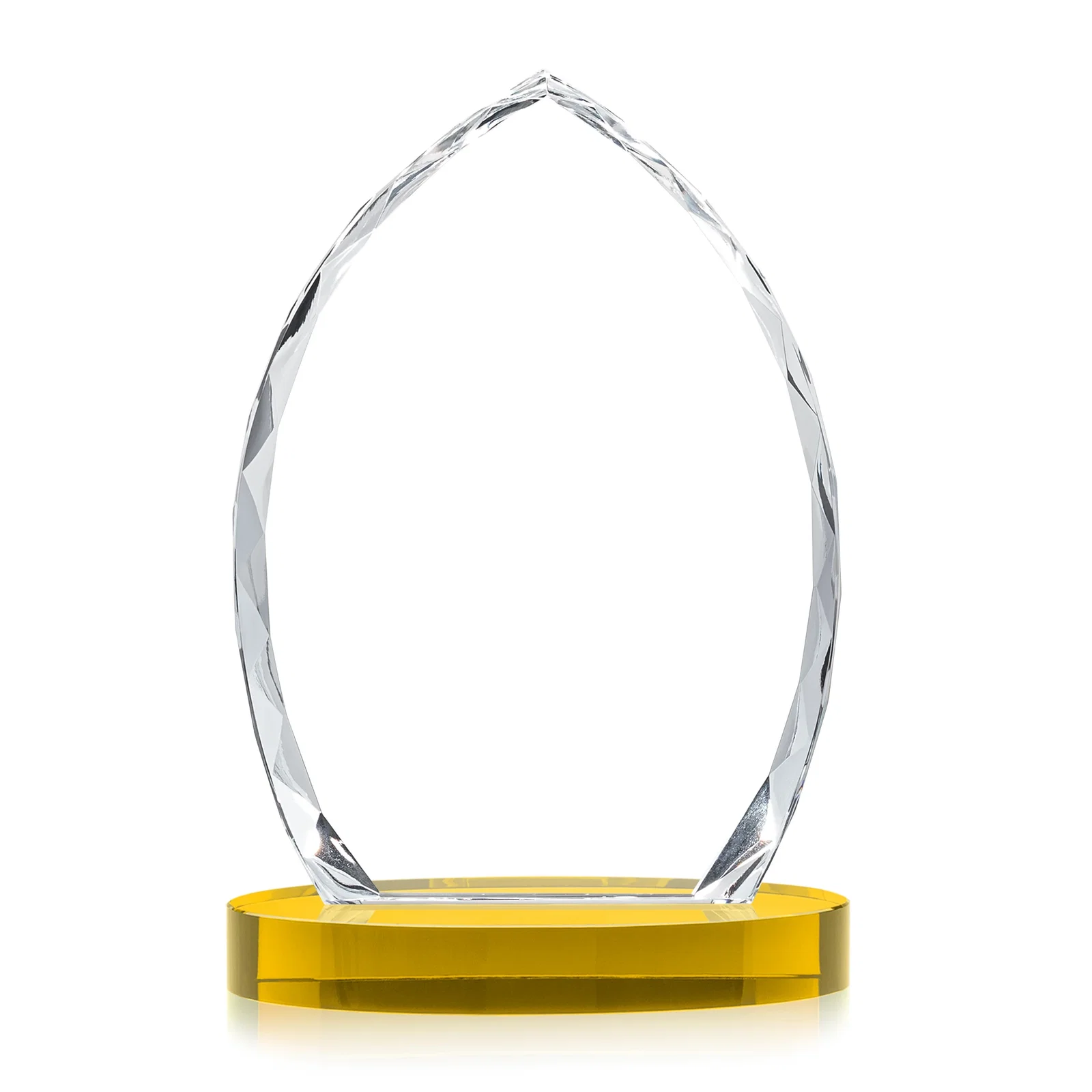 Custom engraved Faceted Diamond-Edge Optical Crystal Award on Oval Base for safety achievement programs