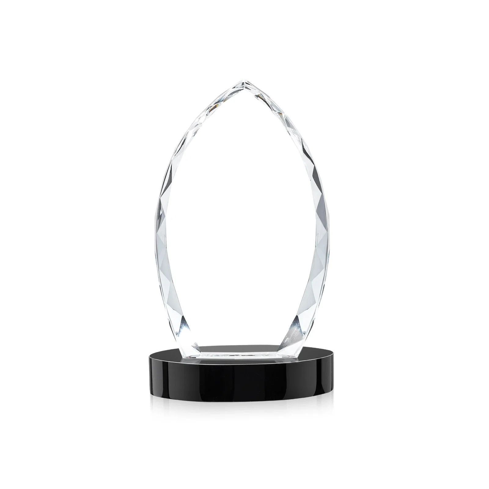 Custom Faceted Diamond-Edge Optical Crystal Award on Oval Base, with your logo for employee recognition