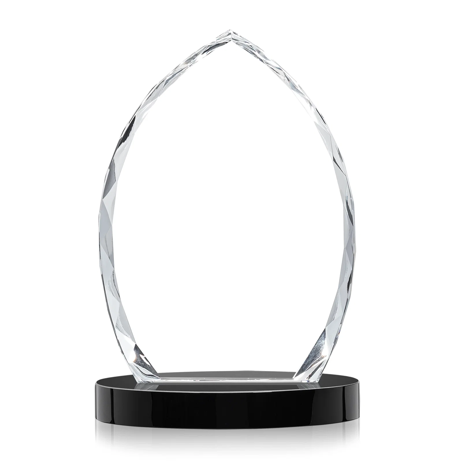 Custom Faceted Diamond-Edge Optical Crystal Award on Oval Base, with your logo for service anniversary gifts