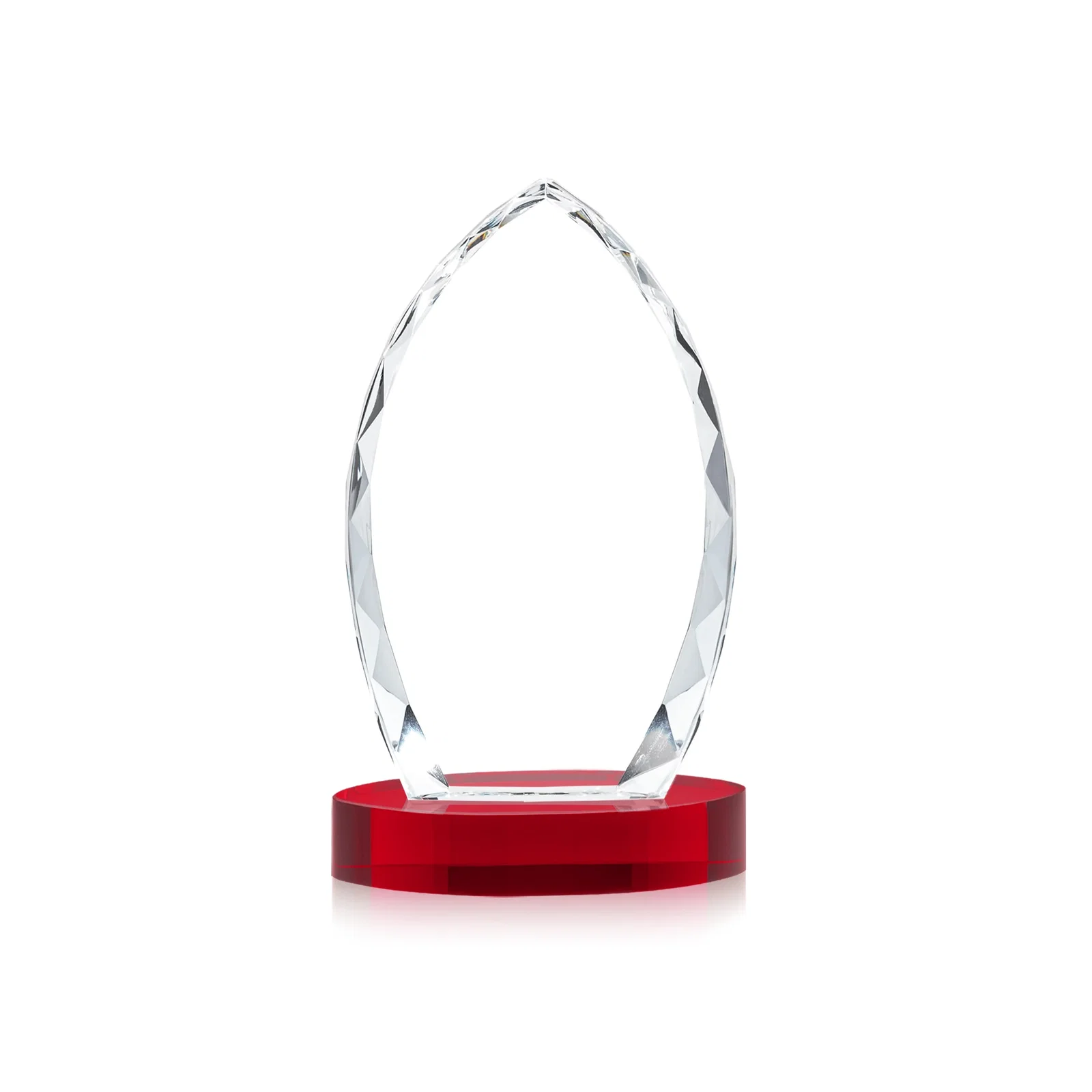 Custom Faceted Diamond-Edge Optical Crystal Award on Oval Base, with your logo for donor appreciation