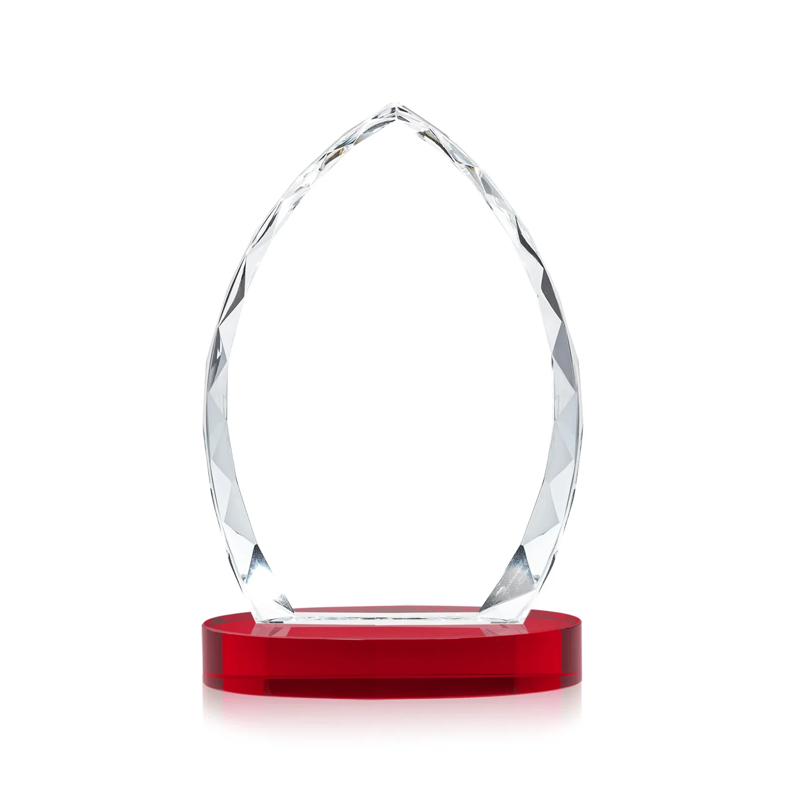 Custom Faceted Diamond-Edge Optical Crystal Award on Oval Base, with your logo for graduation ceremonies