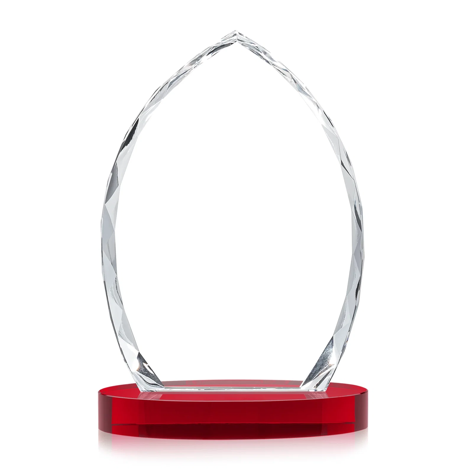 Custom Faceted Diamond-Edge Optical Crystal Award on Oval Base, with your logo for safety achievement programs
