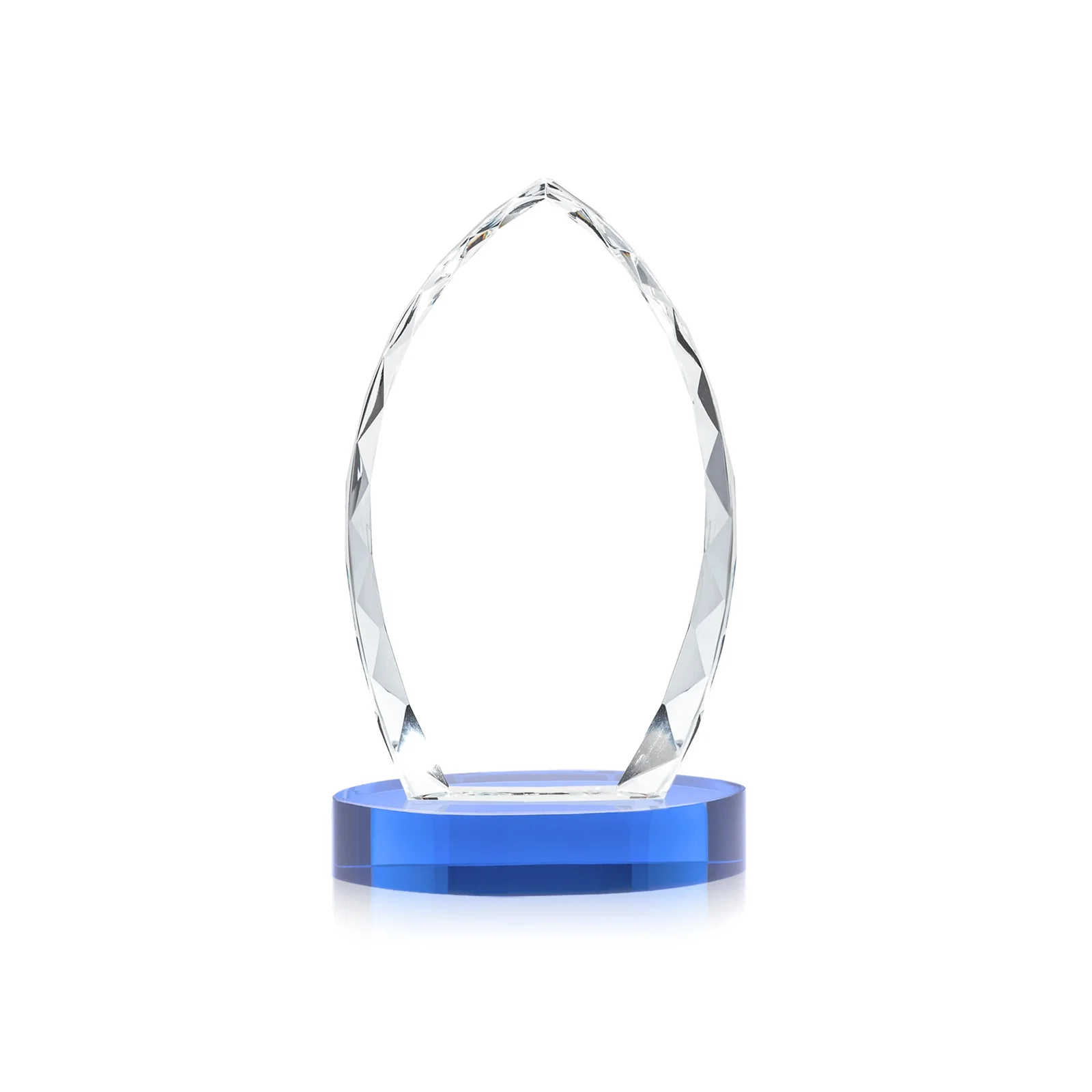 Custom Faceted Diamond-Edge Optical Crystal Award on Oval Base, with your logo for volunteer appreciation
