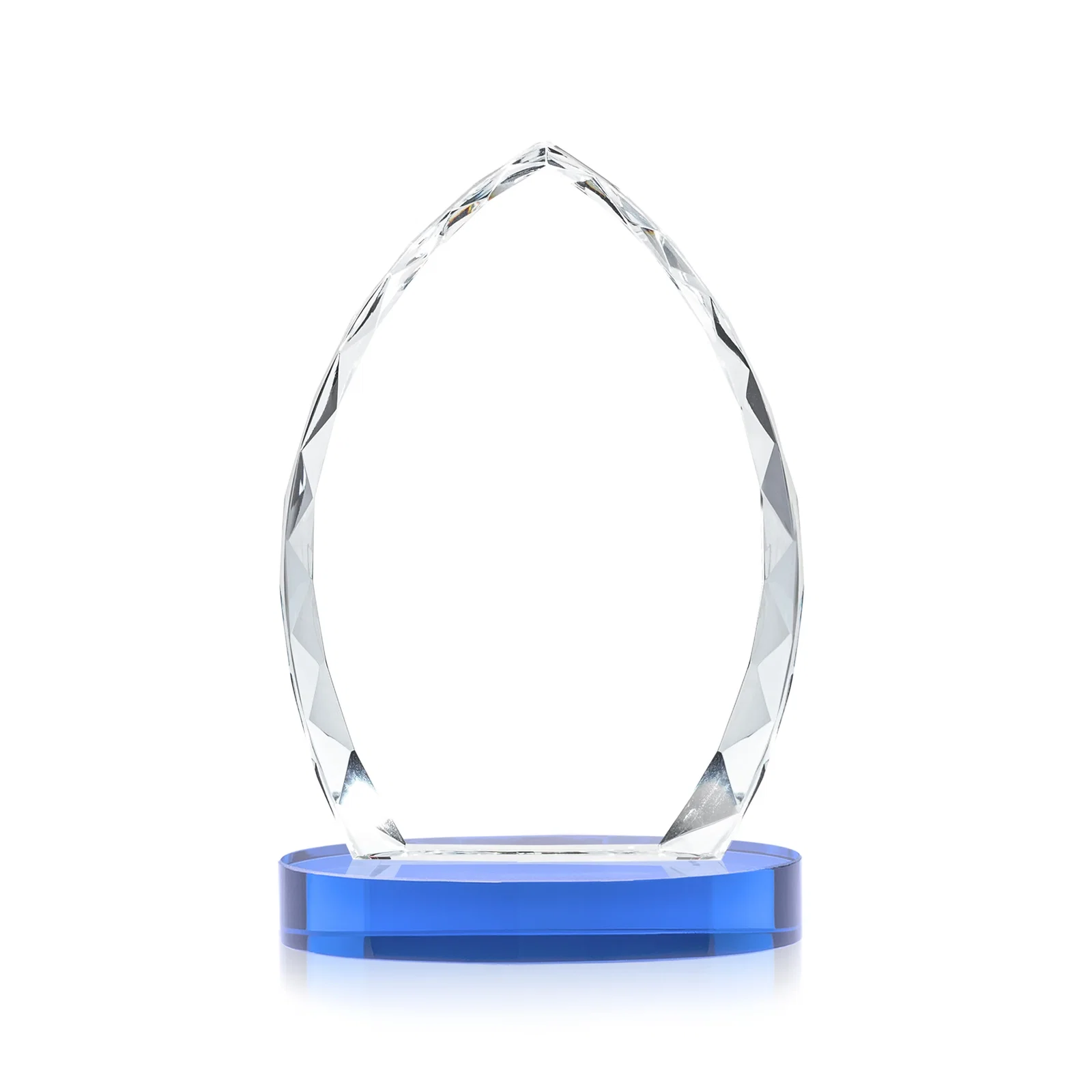 Custom Faceted Diamond-Edge Optical Crystal Award on Oval Base, with your logo for dealer and partner awards