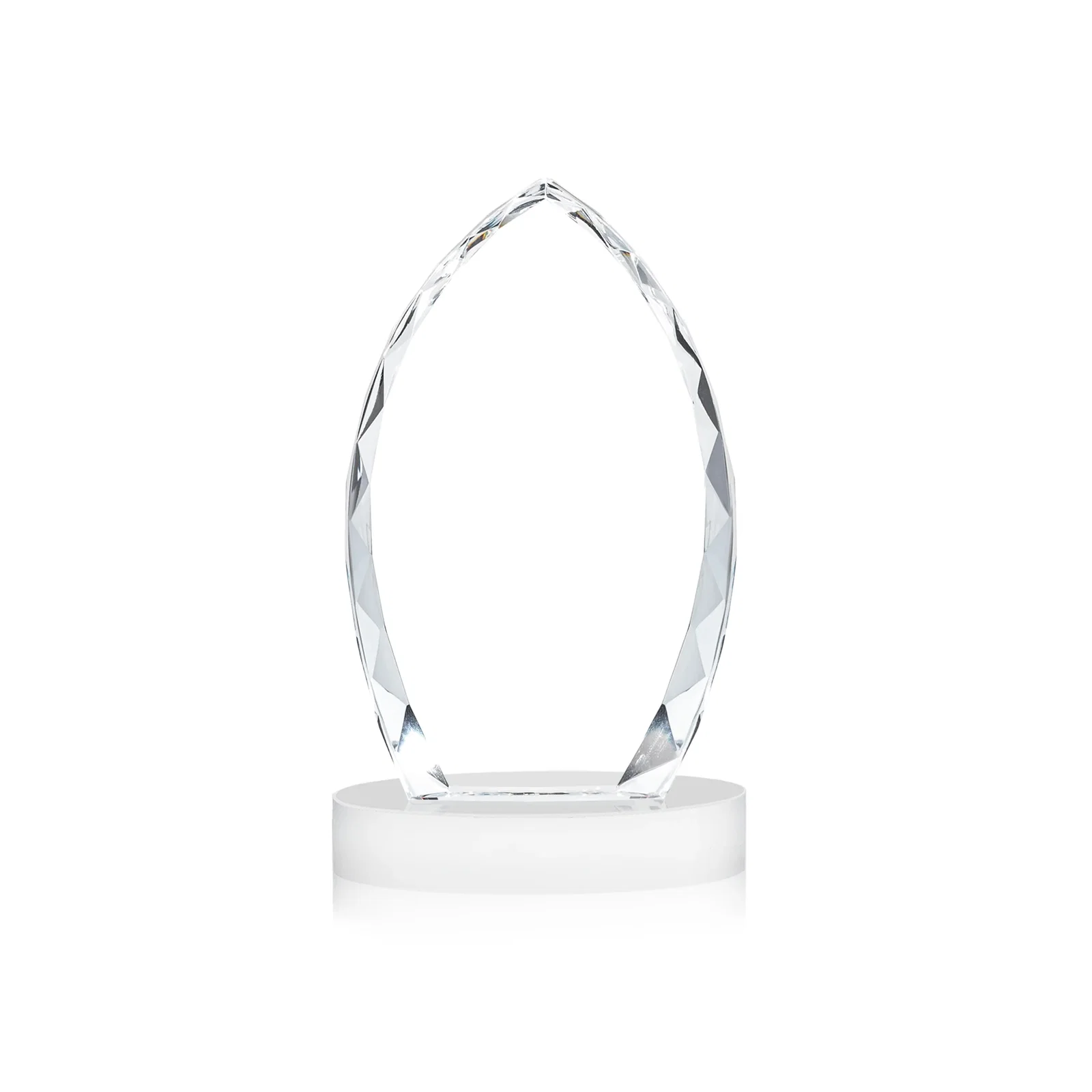 Personalized Faceted Diamond-Edge Optical Crystal Award on Oval Base, with your logo for employee recognition