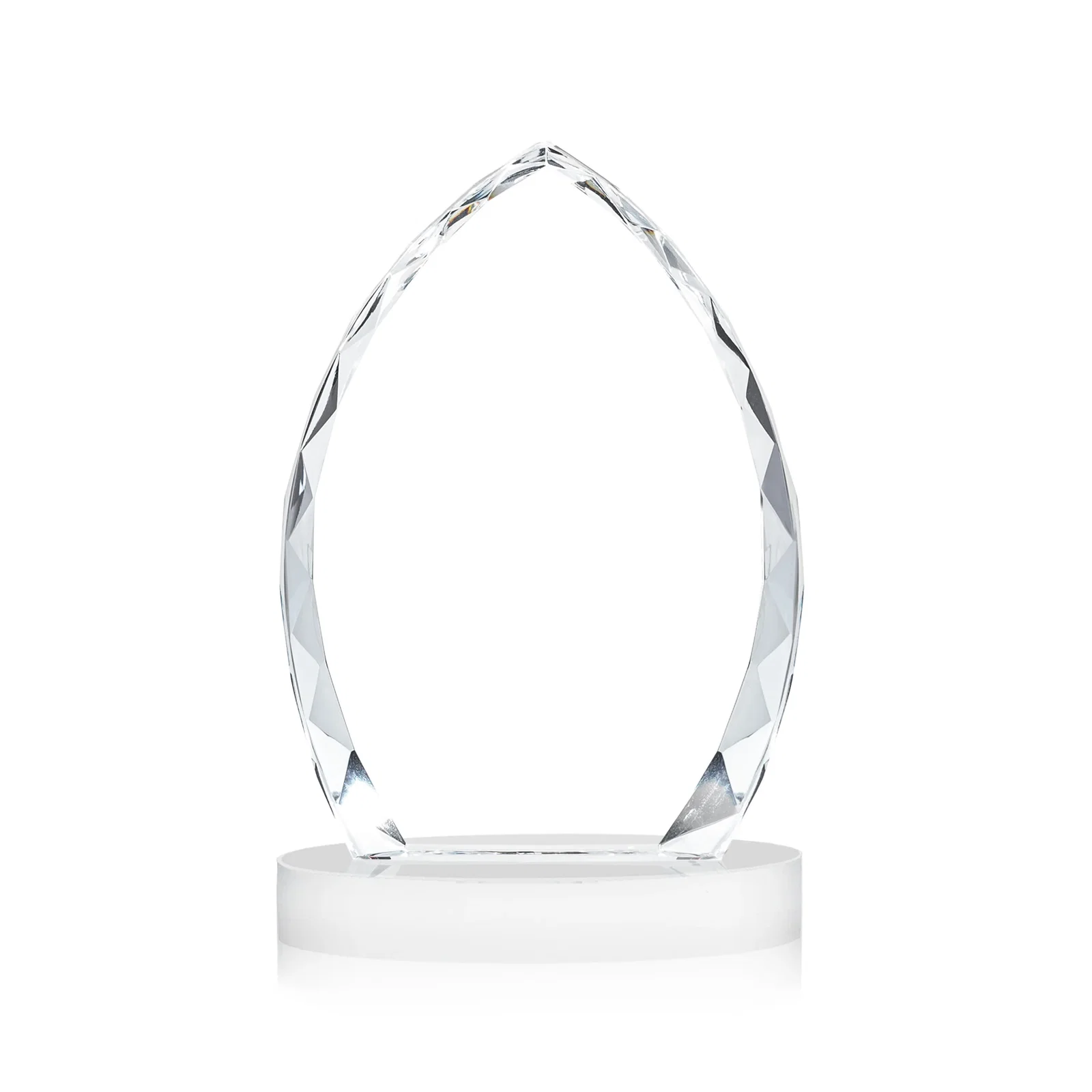 Personalized Faceted Diamond-Edge Optical Crystal Award on Oval Base, with your logo for corporate award ceremonies