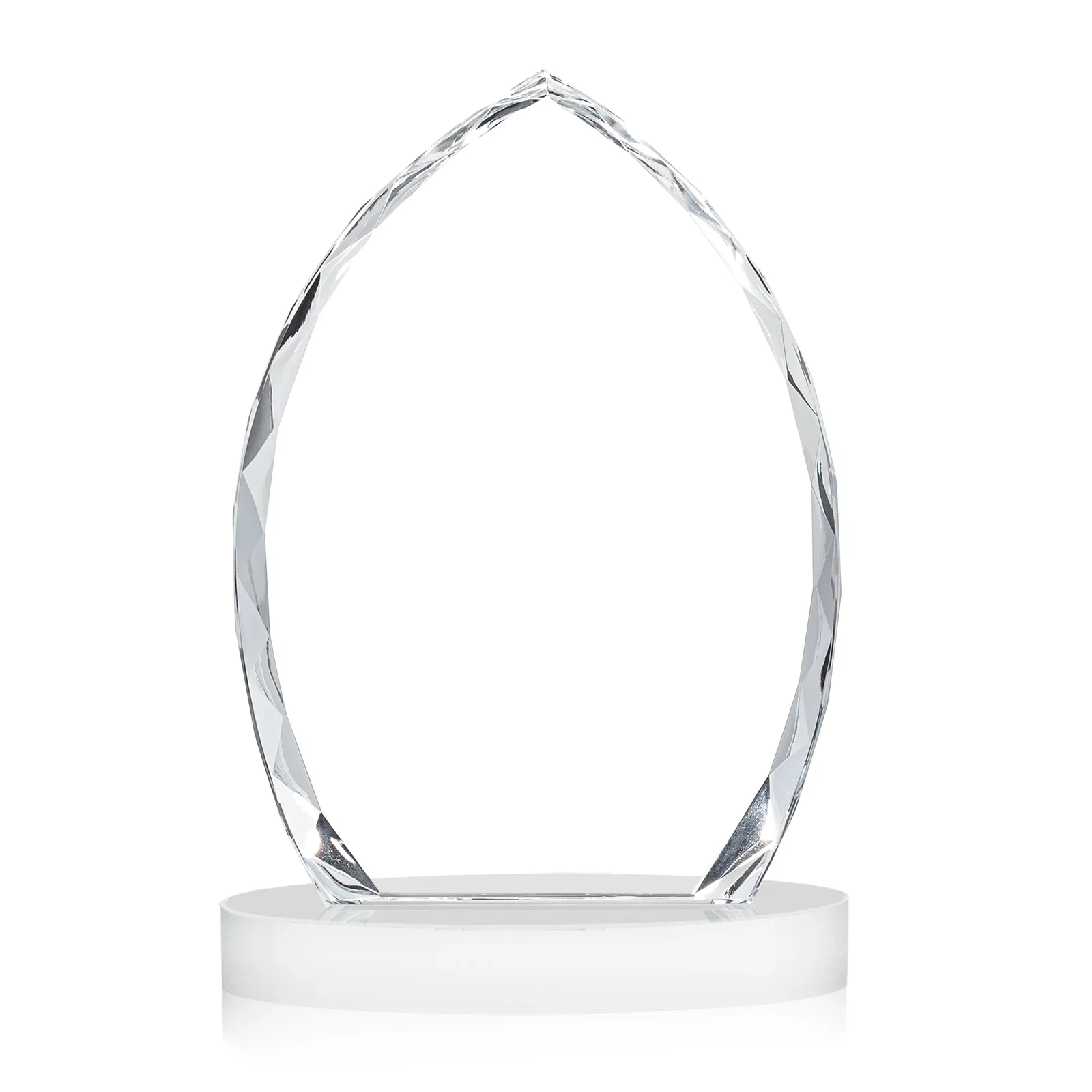 Personalized Faceted Diamond-Edge Optical Crystal Award on Oval Base, with your logo for service anniversary gifts