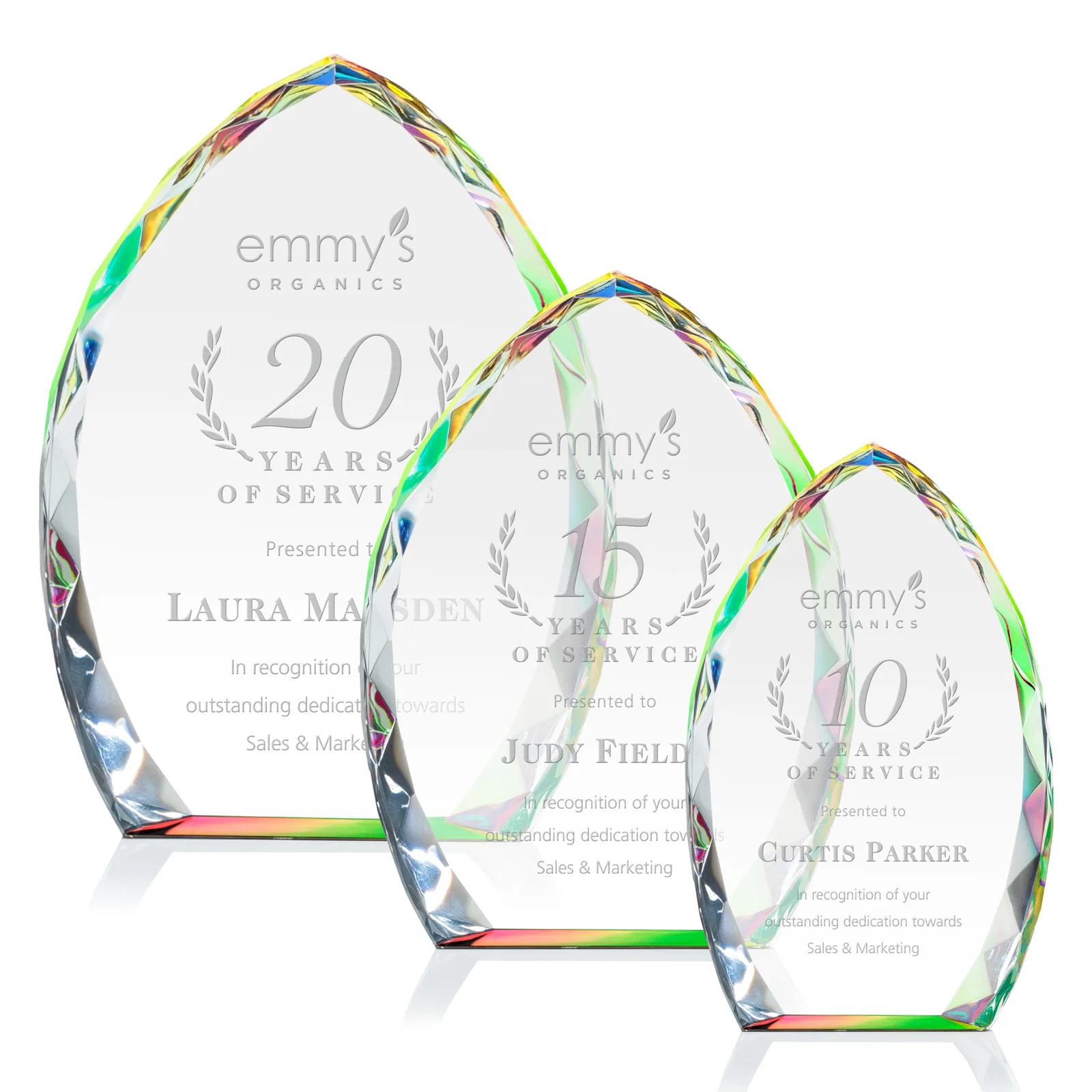 Custom Optical Crystal Arrowhead Award With Faceted Diamond Edge for employee recognition