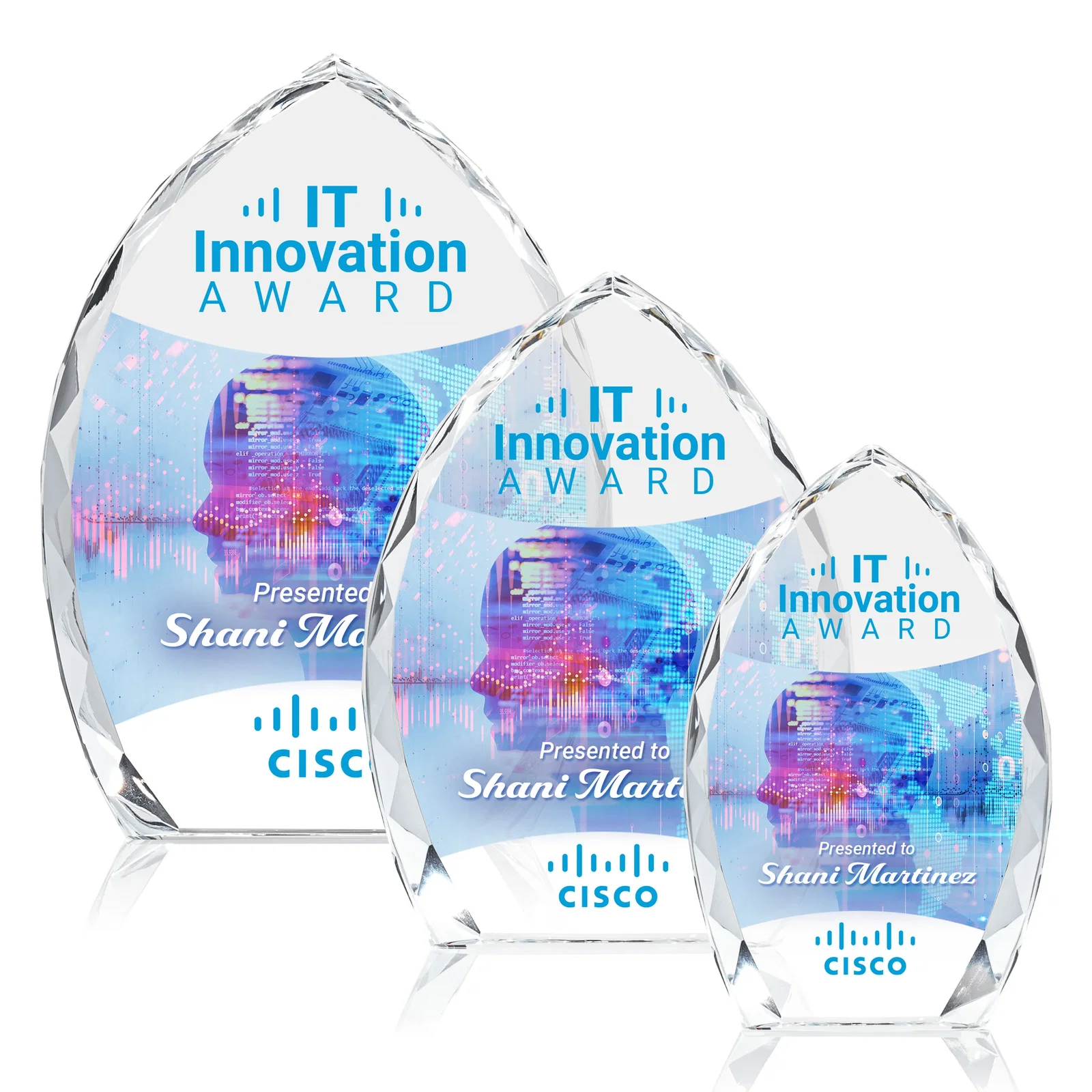 Custom Optical Crystal Arrowhead Award With Faceted Diamond Edge for volunteer appreciation