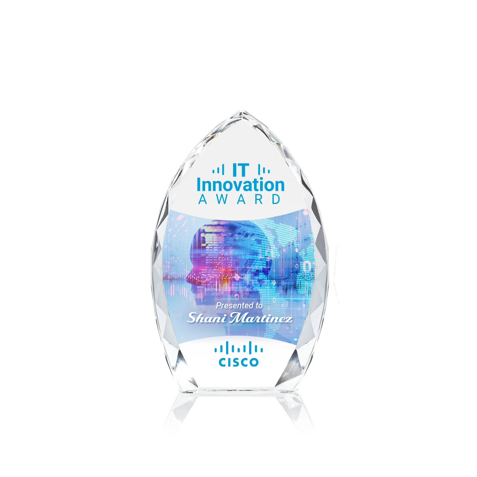 Custom Optical Crystal Arrowhead Award With Faceted Diamond Edge for dealer and partner awards