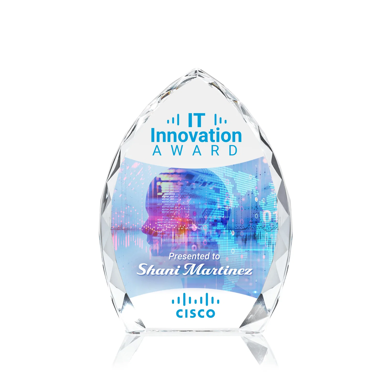 Custom Optical Crystal Arrowhead Award With Faceted Diamond Edge for company anniversary events