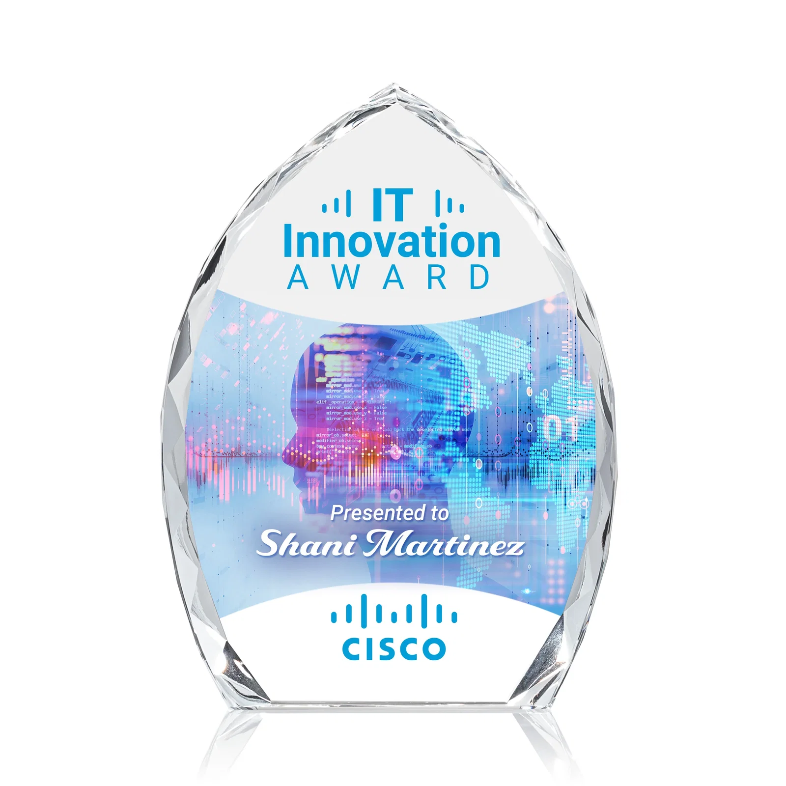 Personalized Optical Crystal Arrowhead Award With Faceted Diamond Edge for employee recognition