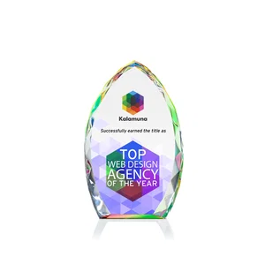 Optical Crystal Arrowhead Award With Faceted Diamond Edge
