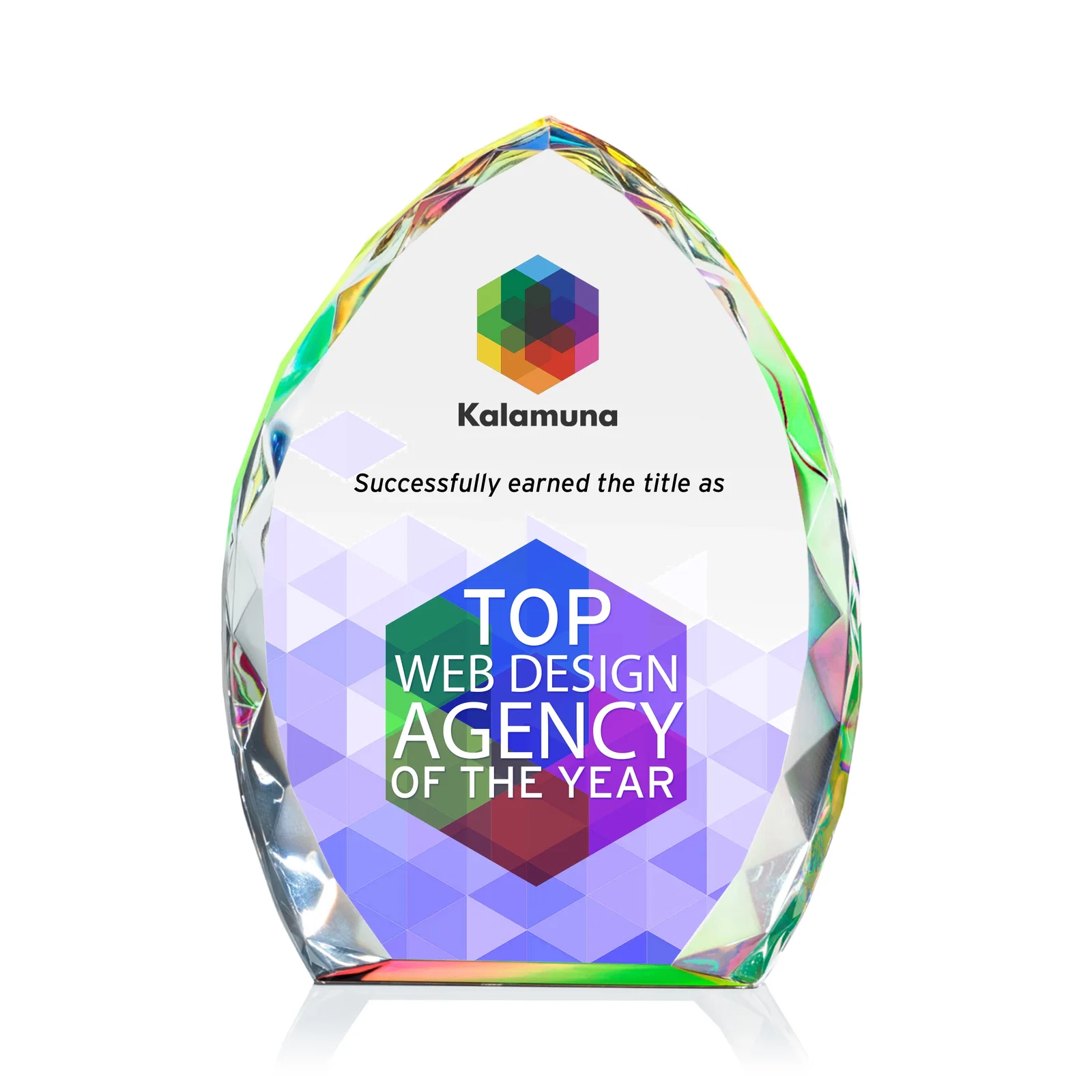 Personalized Optical Crystal Arrowhead Award With Faceted Diamond Edge for retirement presentations