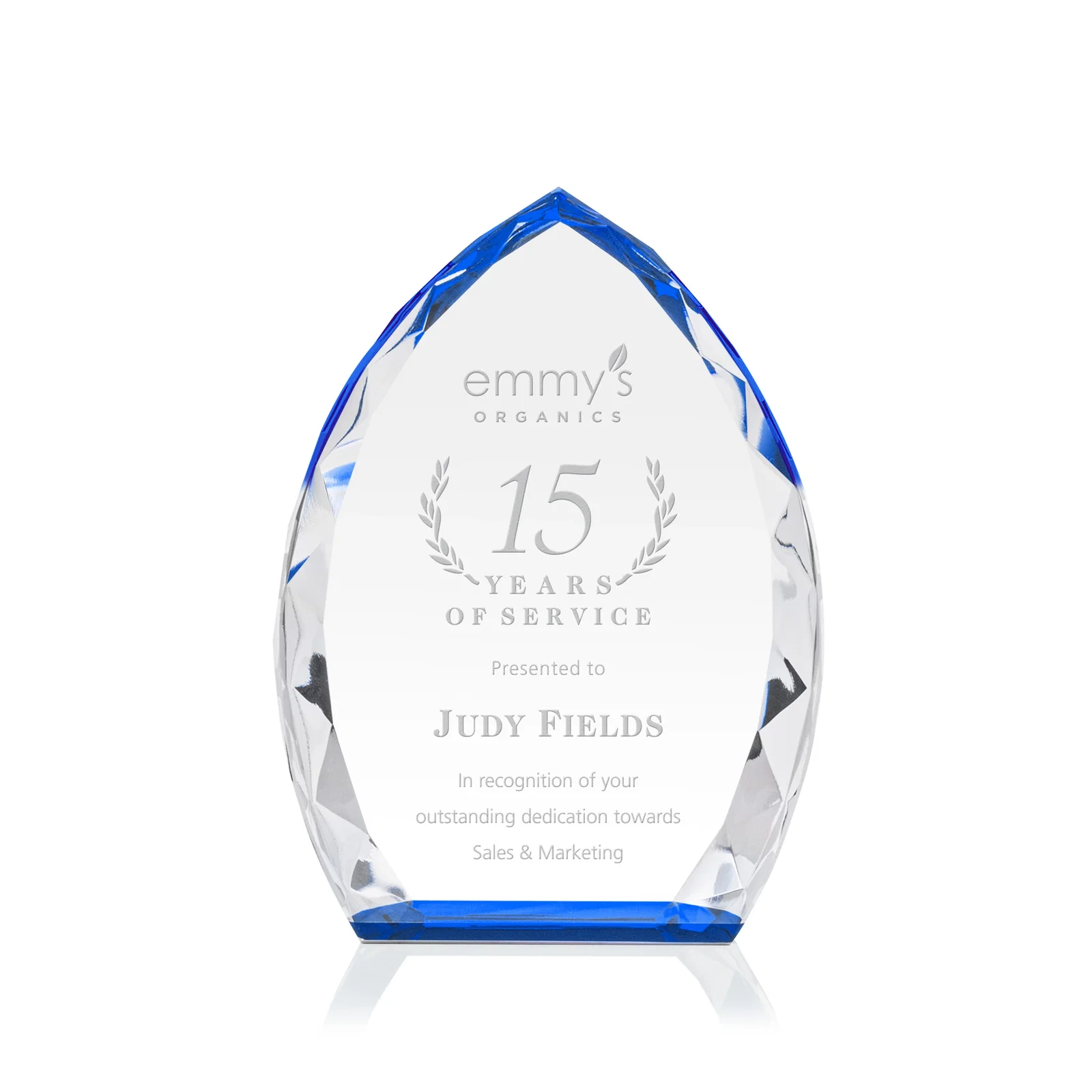 Personalized Optical Crystal Arrowhead Award With Faceted Diamond Edge for graduation ceremonies
