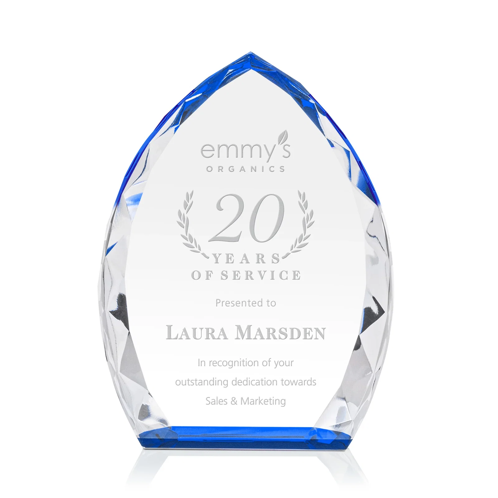 Personalized Optical Crystal Arrowhead Award With Faceted Diamond Edge for safety achievement programs