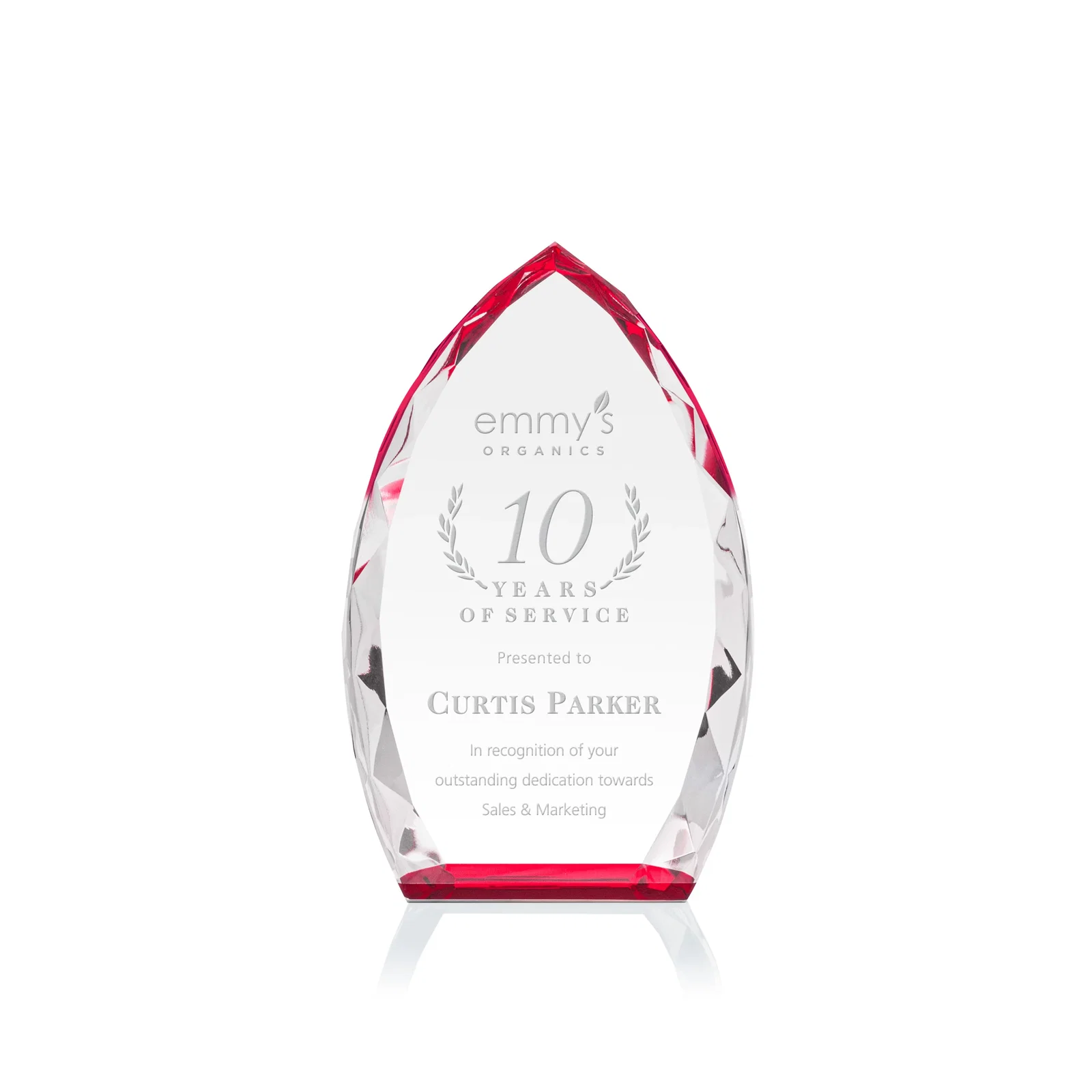 Personalized Optical Crystal Arrowhead Award With Faceted Diamond Edge for dealer and partner awards