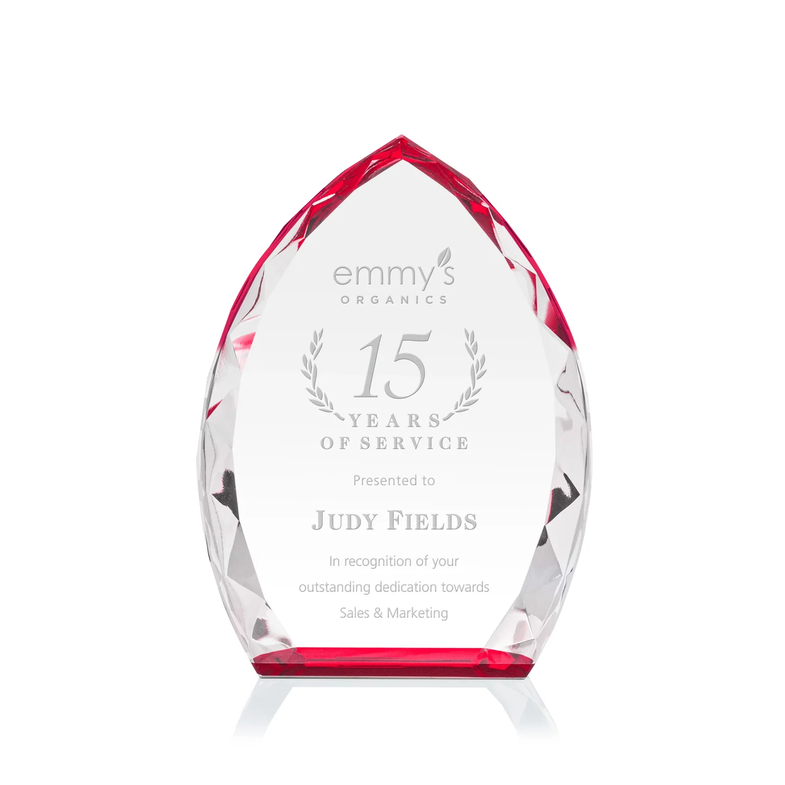 Personalized Optical Crystal Arrowhead Award With Faceted Diamond Edge for company anniversary events
