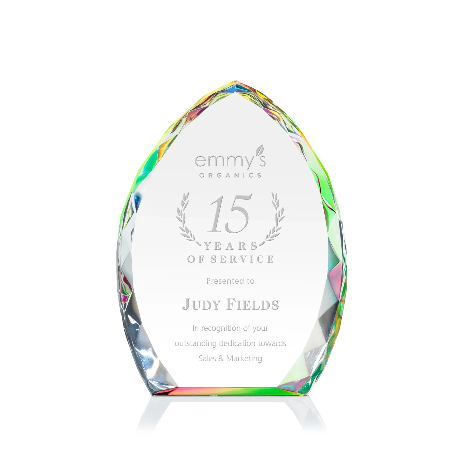 Custom Optical Crystal Arrowhead Award With Faceted Diamond Edge for service anniversary gifts