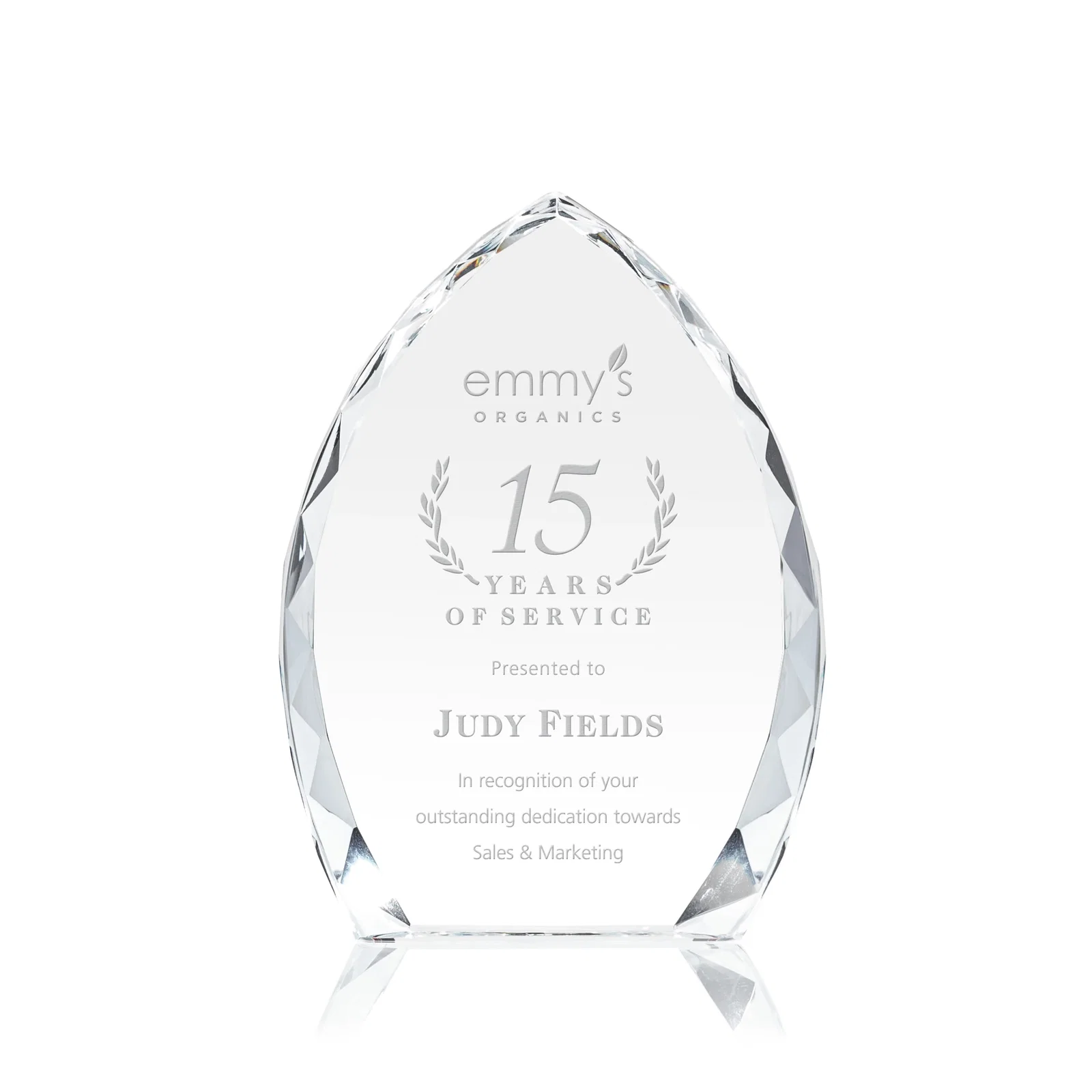 Custom Optical Crystal Arrowhead Award With Faceted Diamond Edge for graduation ceremonies
